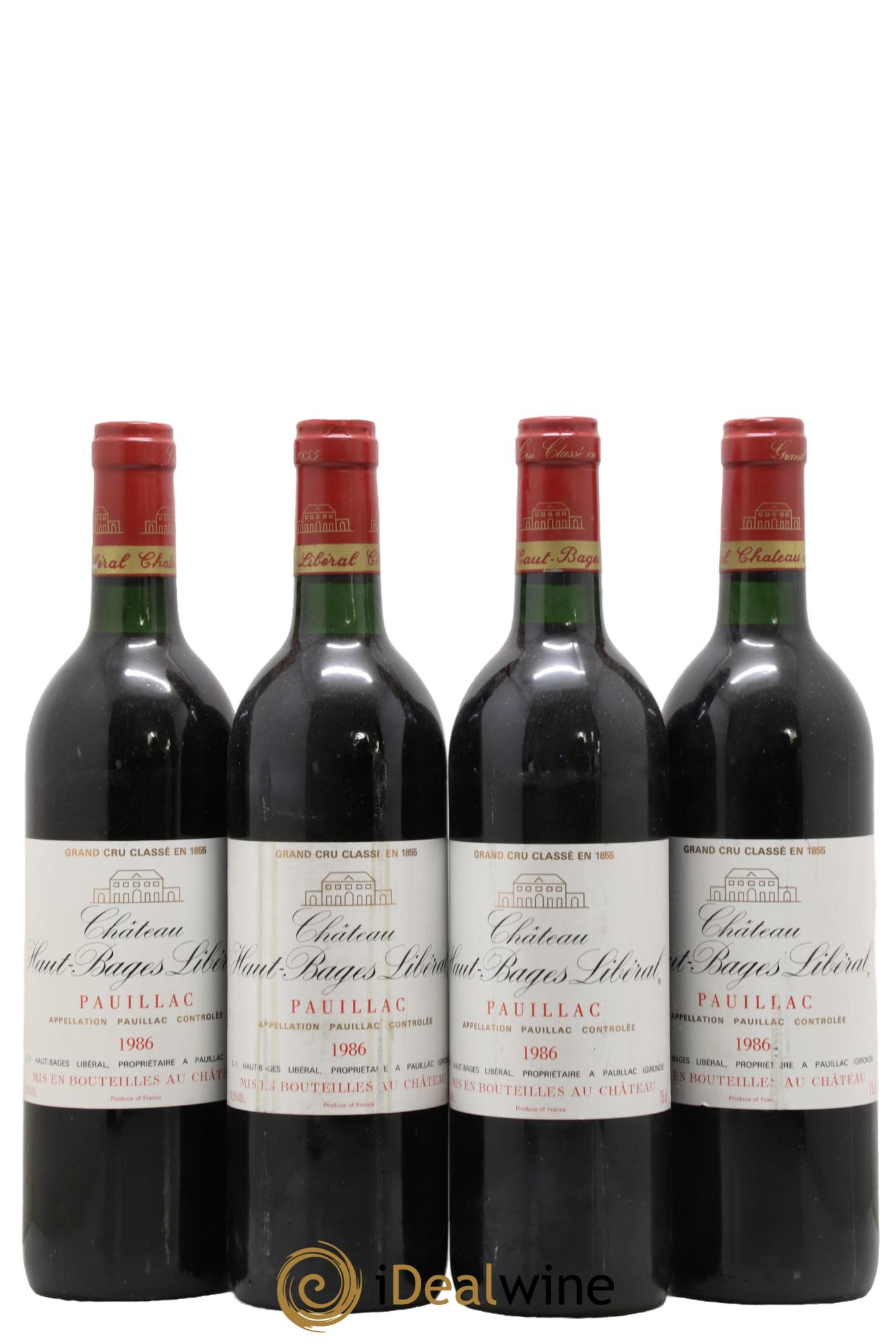 Château Haut Bages Libéral 5ème Grand Cru Classé 1986 - Lot de 4 bouteilles - 0