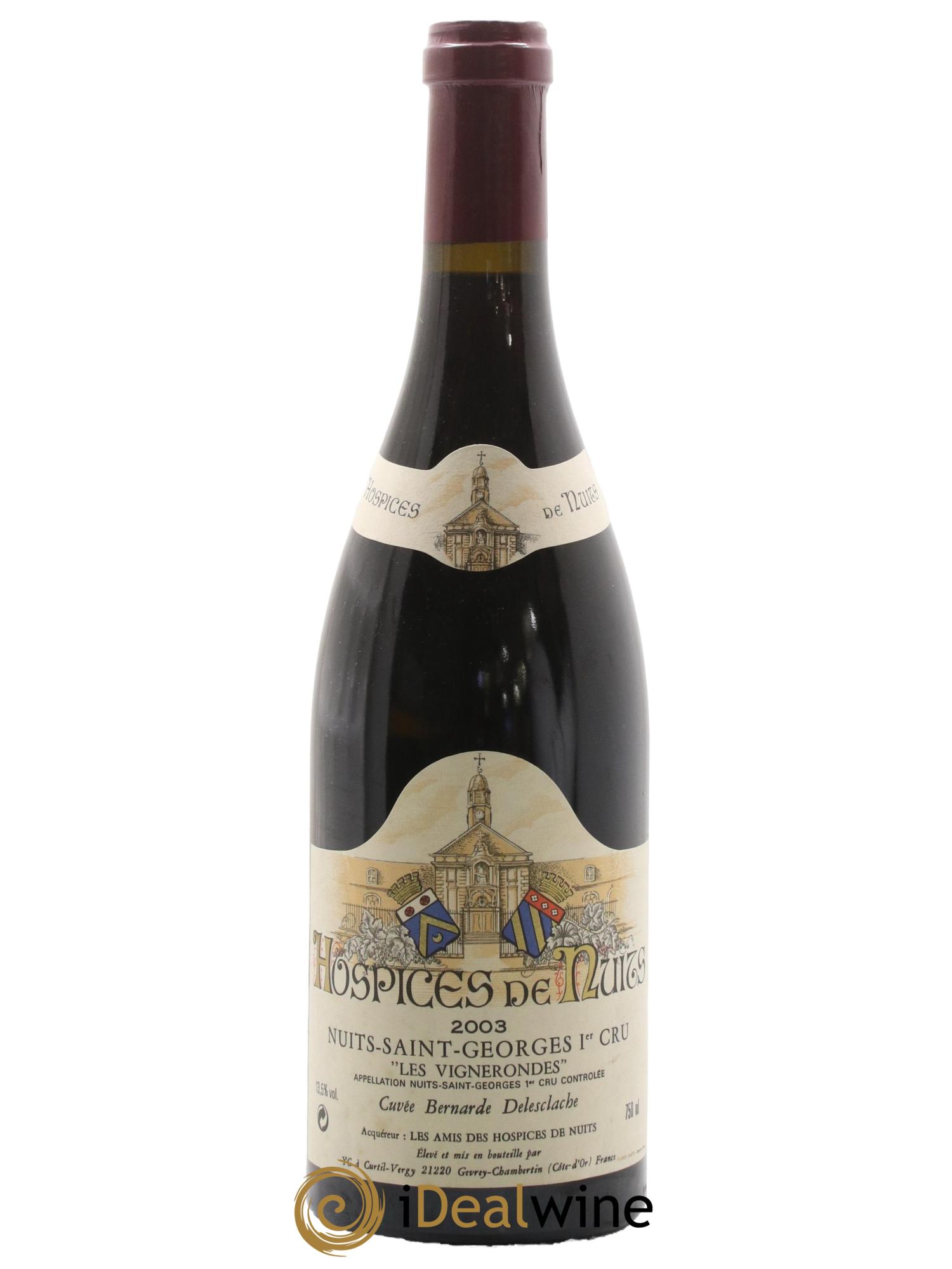 Nuits-Saint-Georges 1er Cru Les Vignerondes Cuvée Bernarde Delesclache Hospices de Nuits 2003 - Posten von 1 Flasche - 0