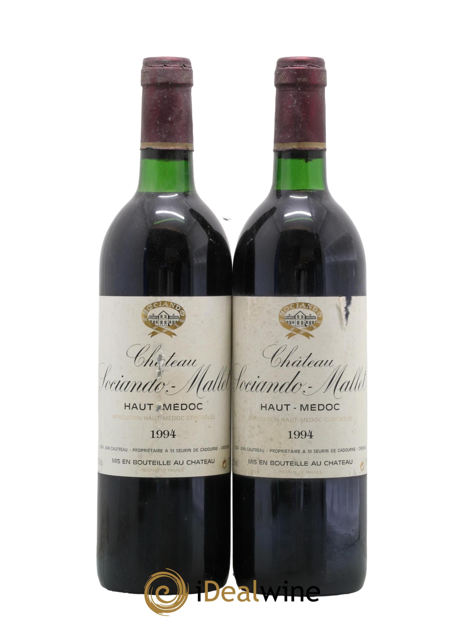 Château Sociando Mallet 1994 - Lotto di 2 bottiglie - 0