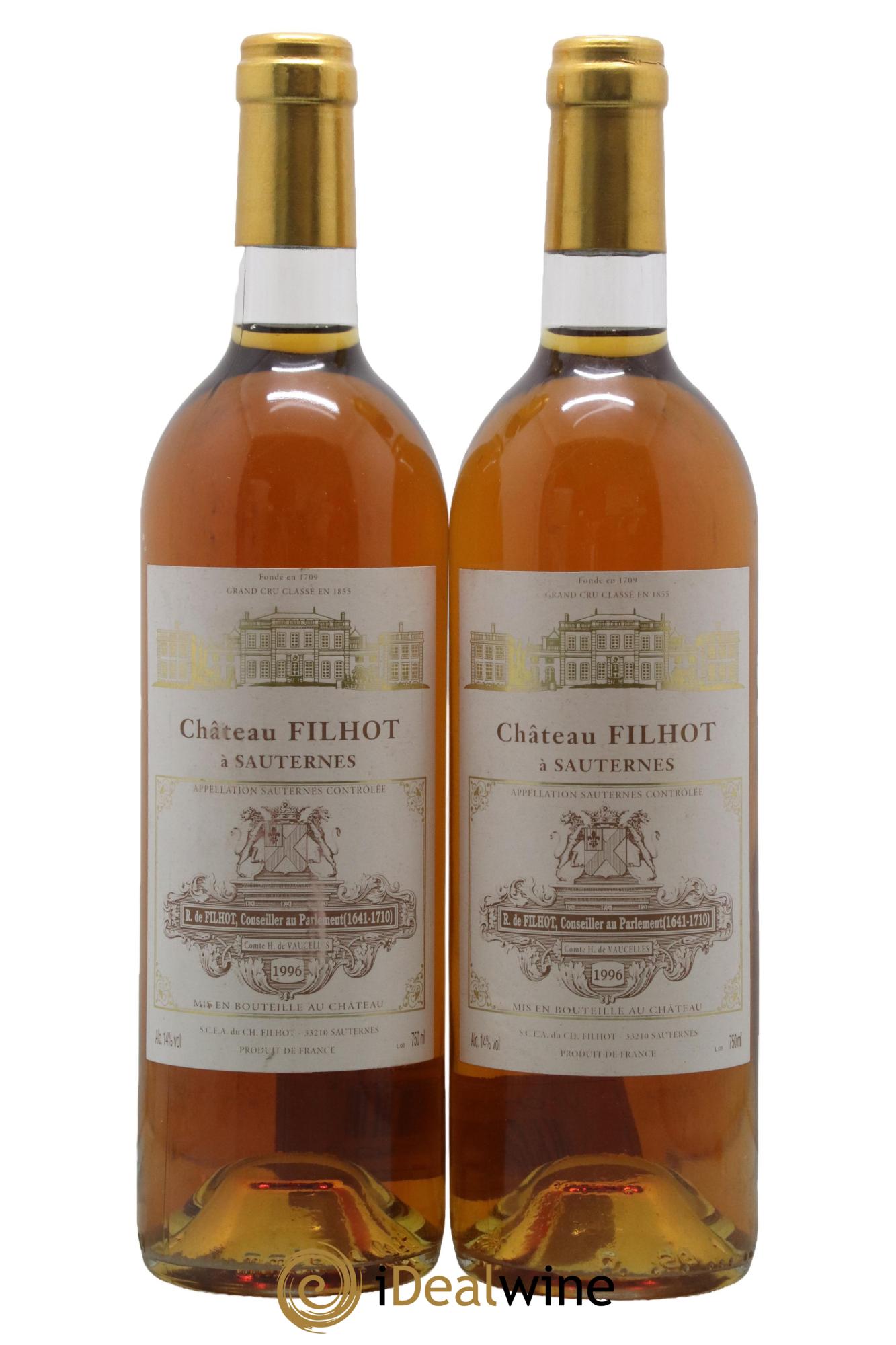Château Filhot 2ème Grand Cru Classé 1996 - Lotto di 2 bottiglie - 0