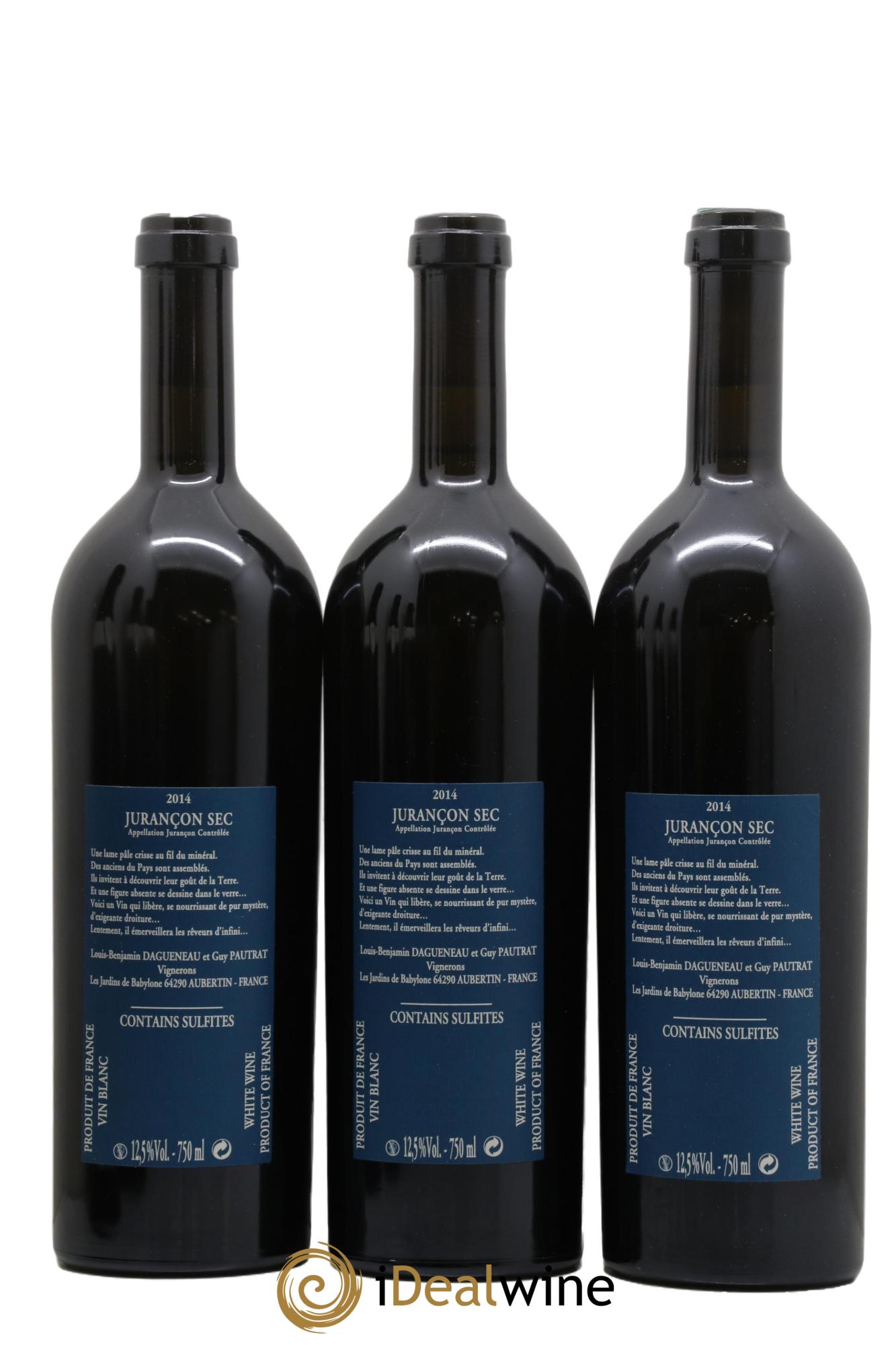 Vin de France(anciennement Jurançon) Les Jardins de Babylone Sec Didier Dagueneau 2014 - Lot of 3 bottles - 1