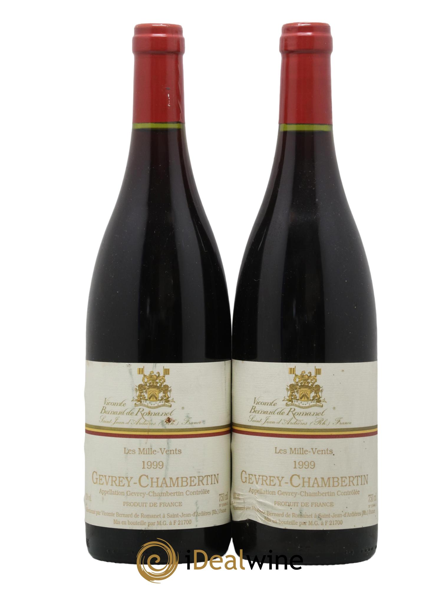 Gevrey-Chambertin Les Mille Vents Bernard De Romanet 1999 - Lot de 2 bouteilles - 0