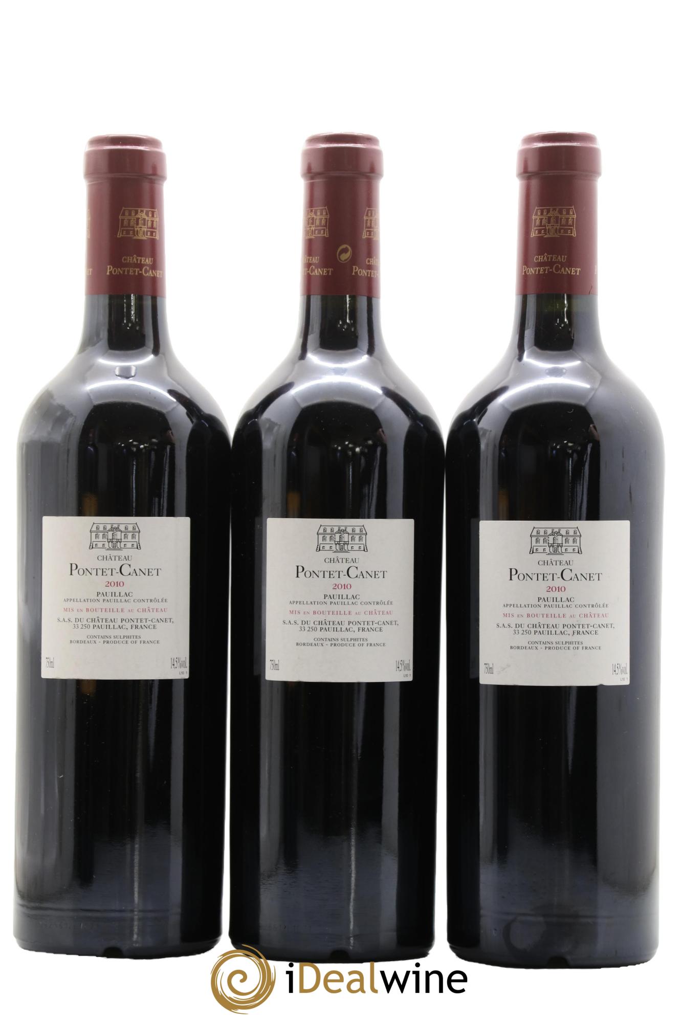 Château Pontet Canet 5ème Grand Cru Classé 2010 - Lot de 3 bouteilles - 1