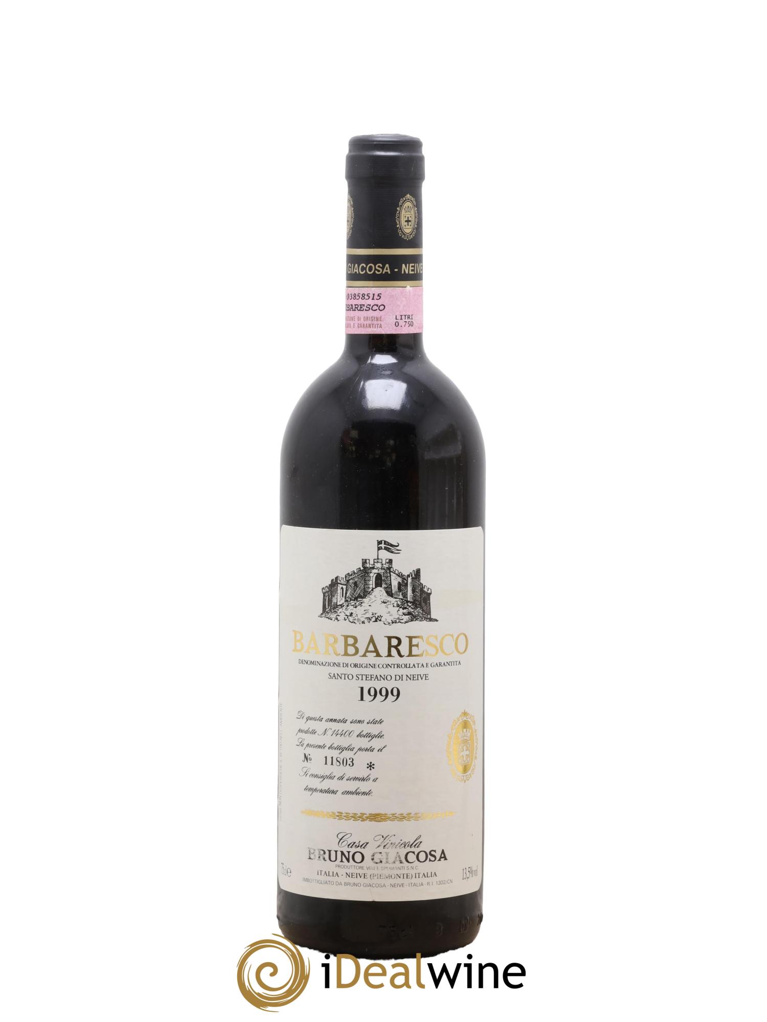 Barbaresco DOCG Vigna Santo Stefano Albesani di Neive Bruno Giacosa 1999 - Lot de 1 bouteille - 0