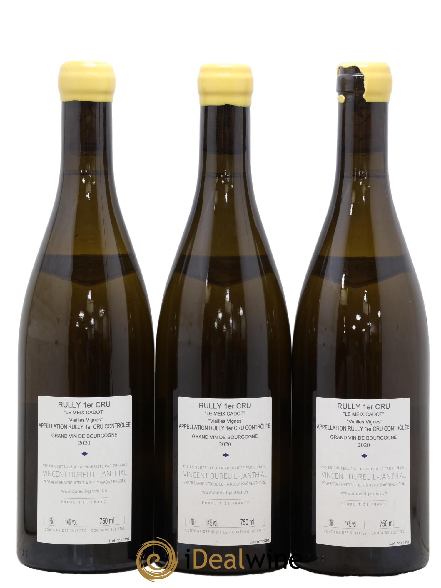 Rully 1er Cru Le Meix Cadot Vieilles Vignes Vincent Dureuil-Janthial 2020 - Posten von 3 Flaschen - 1