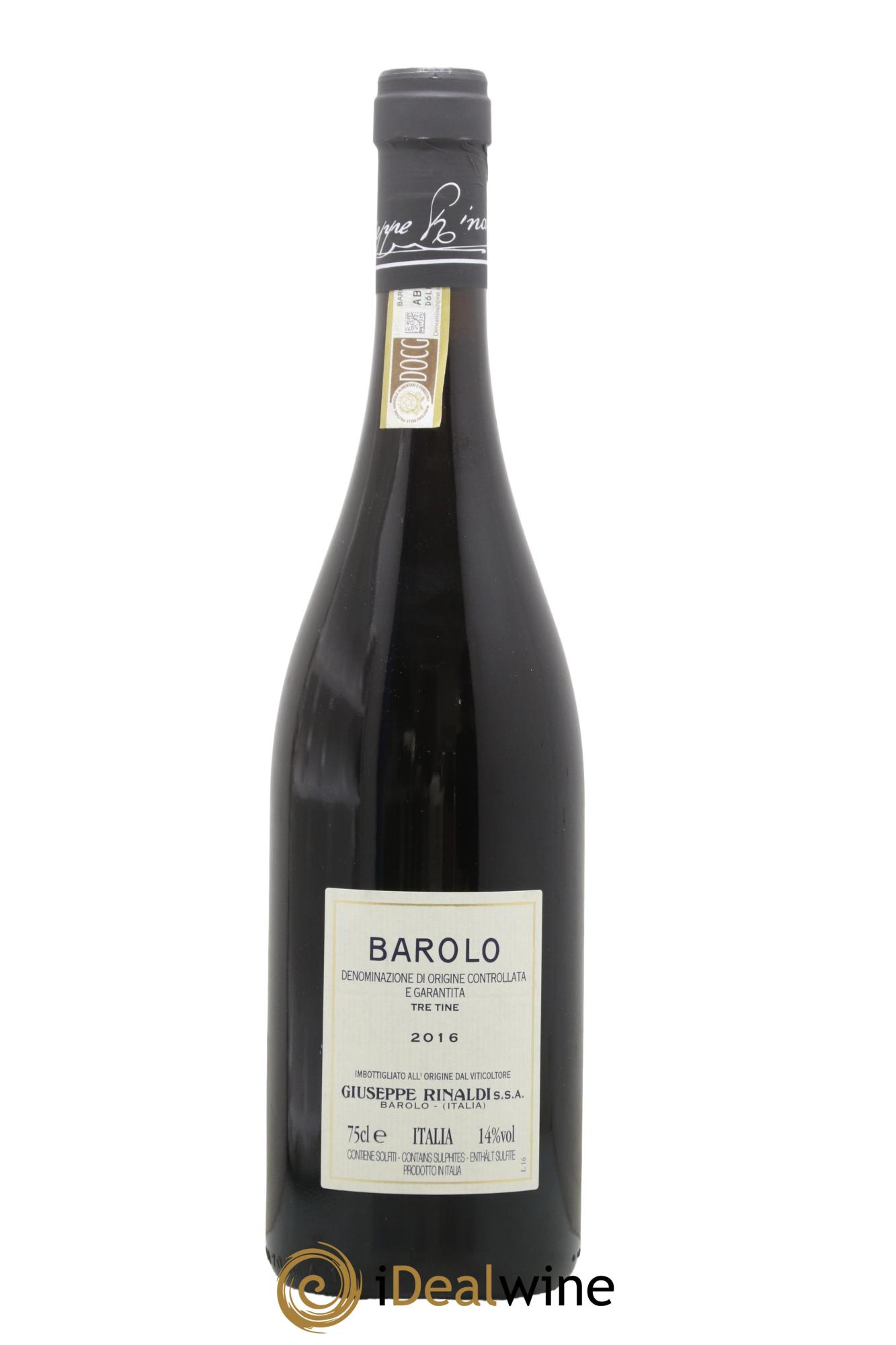 Barolo DOCG Tre Tine Giuseppe Rinaldi 2016 - Lot of 1 bottle - 1