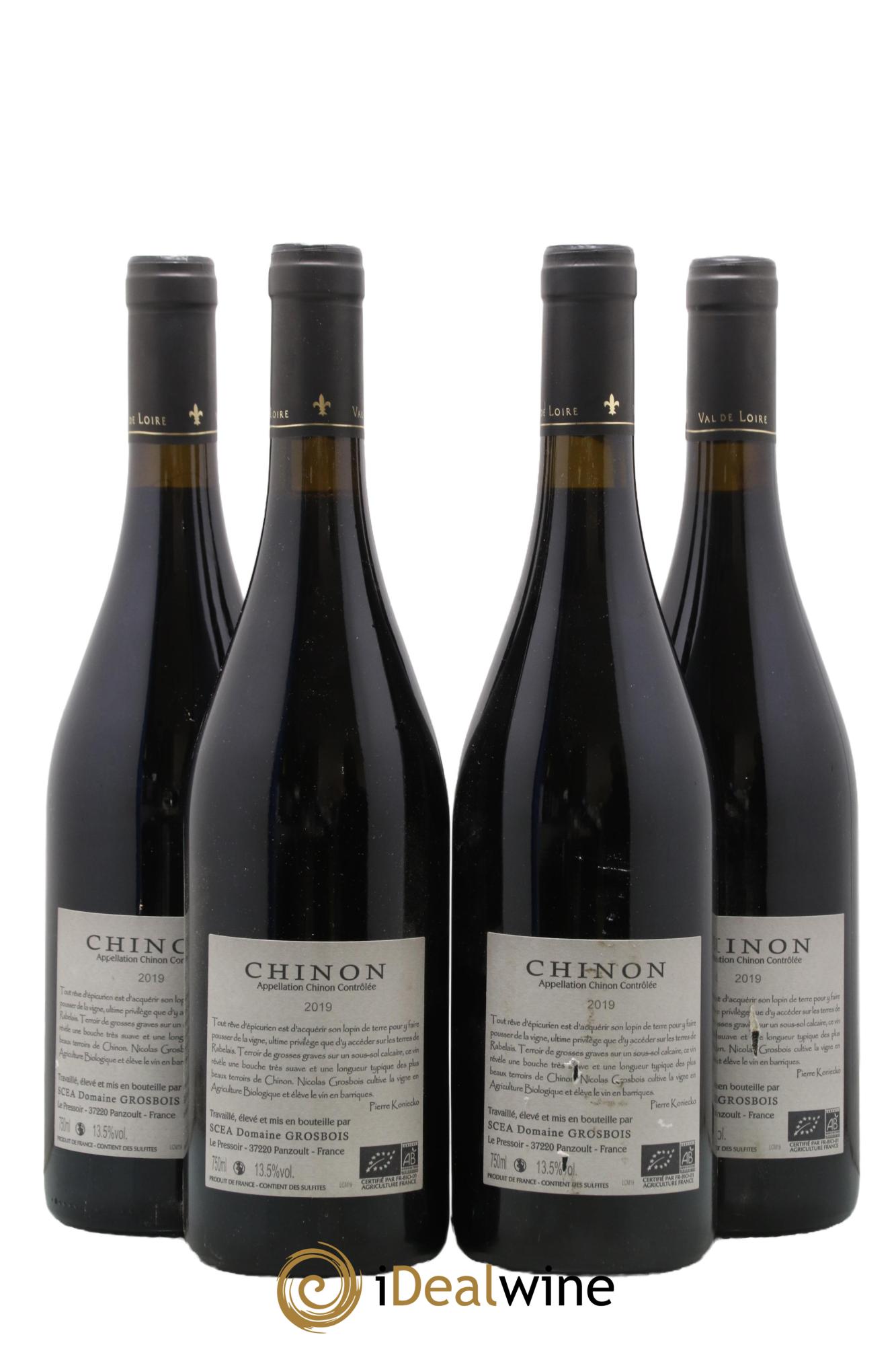 Chinon Montet Domaine Grosbois  2019 - Lot de 4 bouteilles - 1
