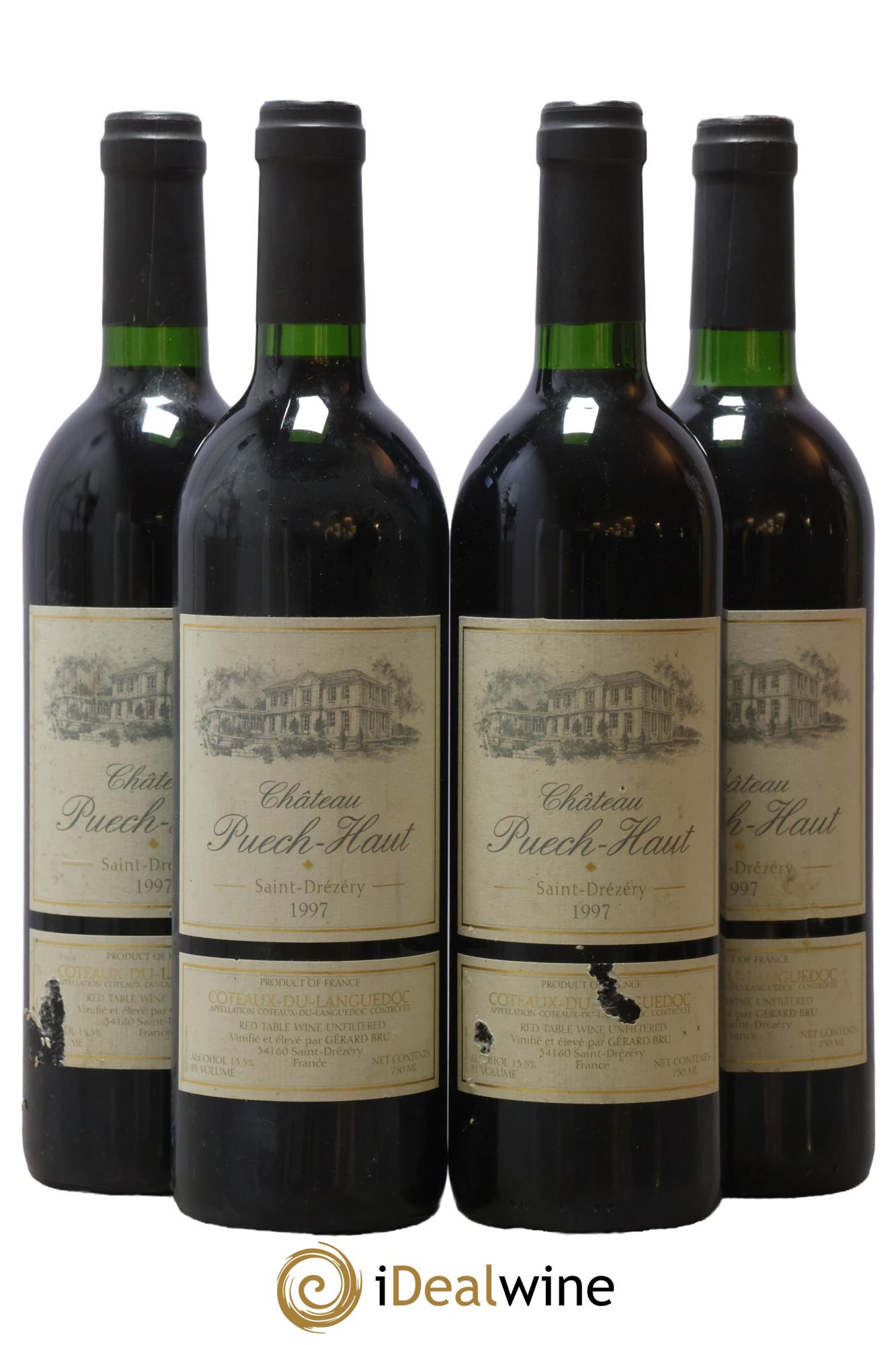 Coteaux du Languedoc Château Puech-Haut Gérard Bru 1997 - Lot of 4 bottles - 0