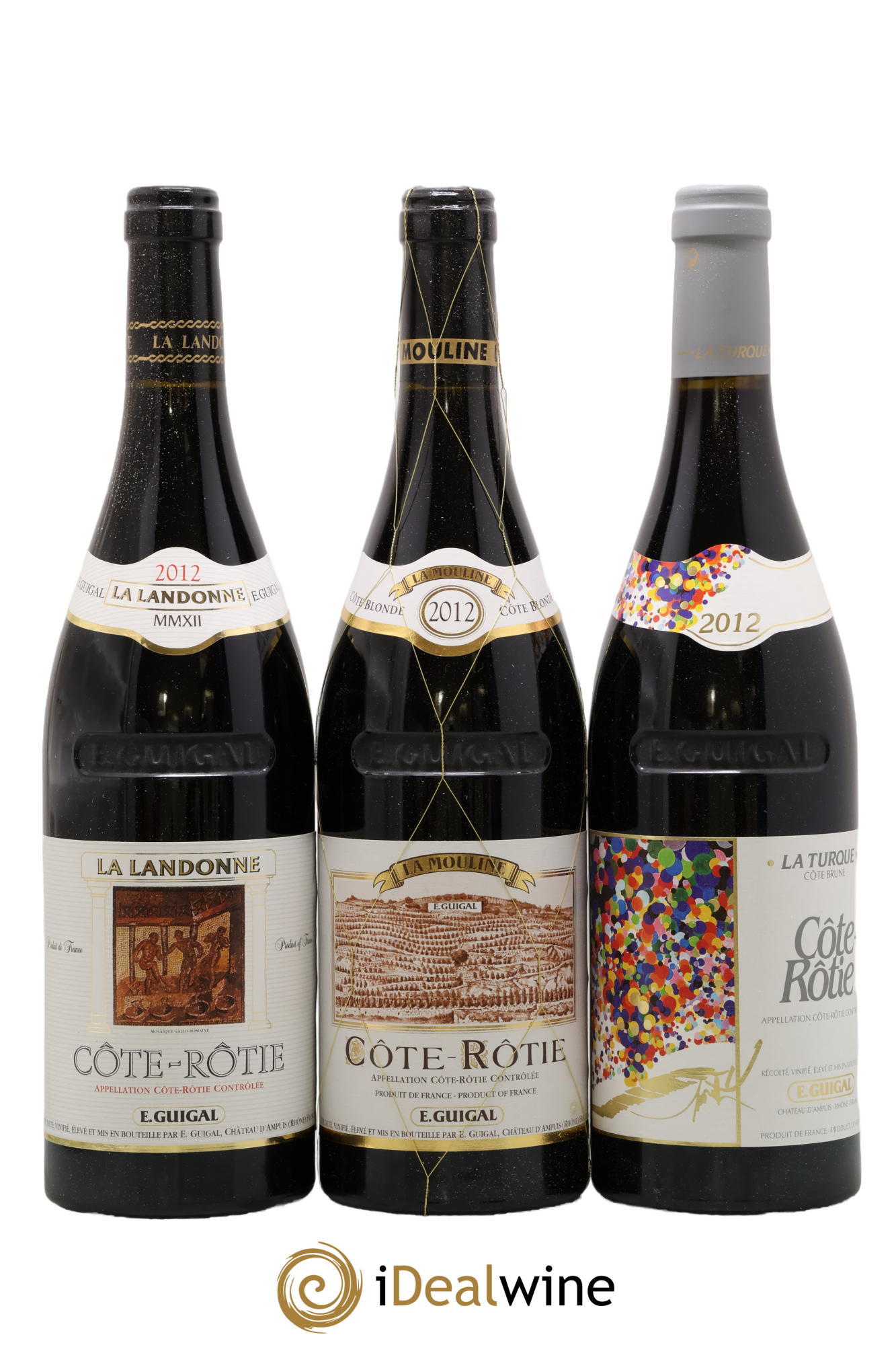 Côte-Rôtie Guigal Trilogie La Turque - La Landonne - La Mouline 2012 - Lot de 3 bouteilles - 0