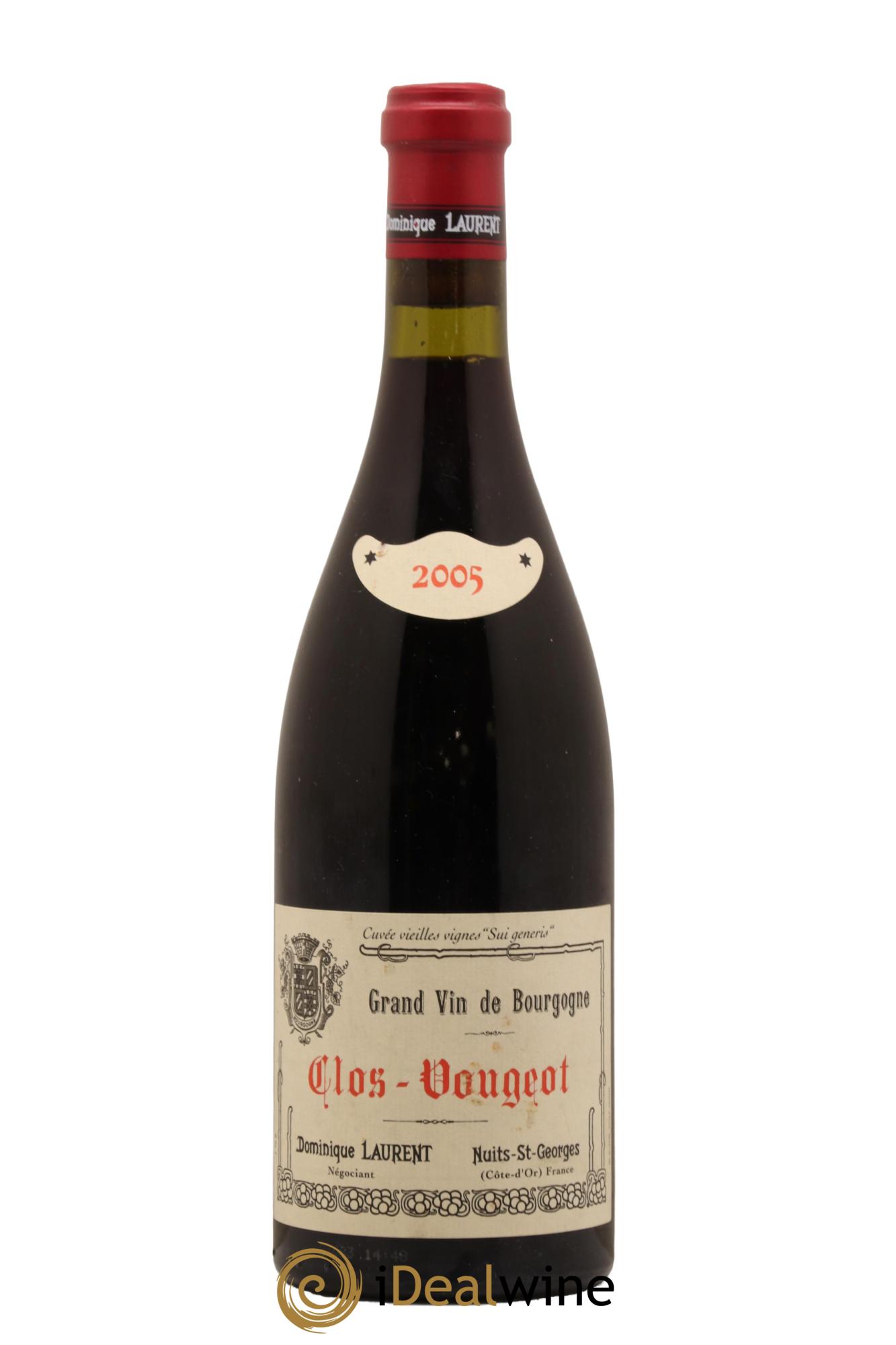 Clos de Vougeot Grand Cru Vieilles vignes Sui Generis Dominique Laurent 2005 - Lot de 1 bouteille - 0