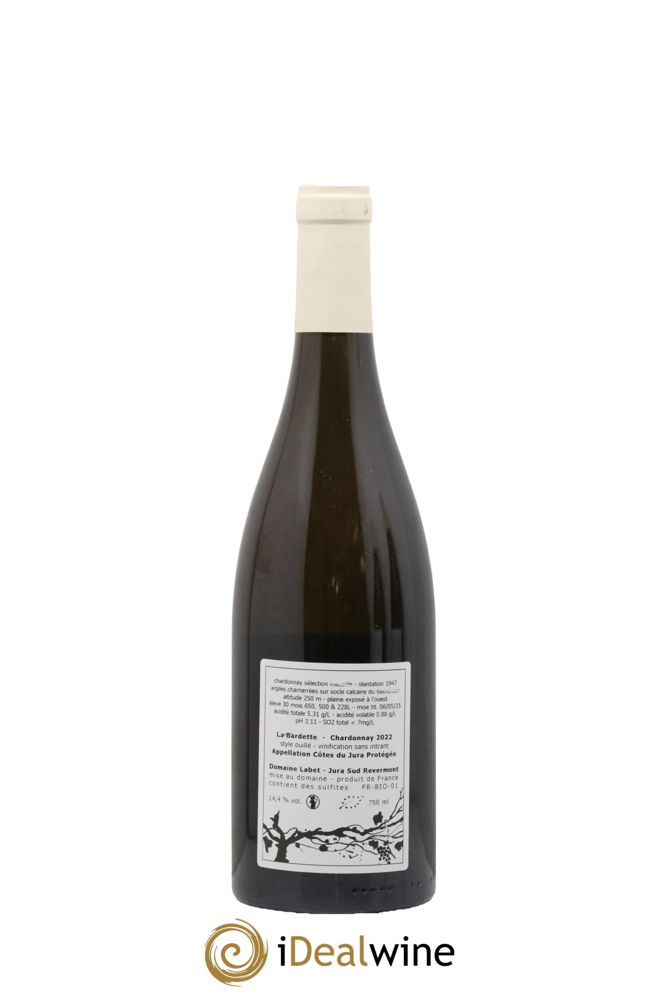 Côtes du Jura Chardonnay La Bardette Romain - Julien - Charline Labet 2022 - Lot de 1 bouteille - 1