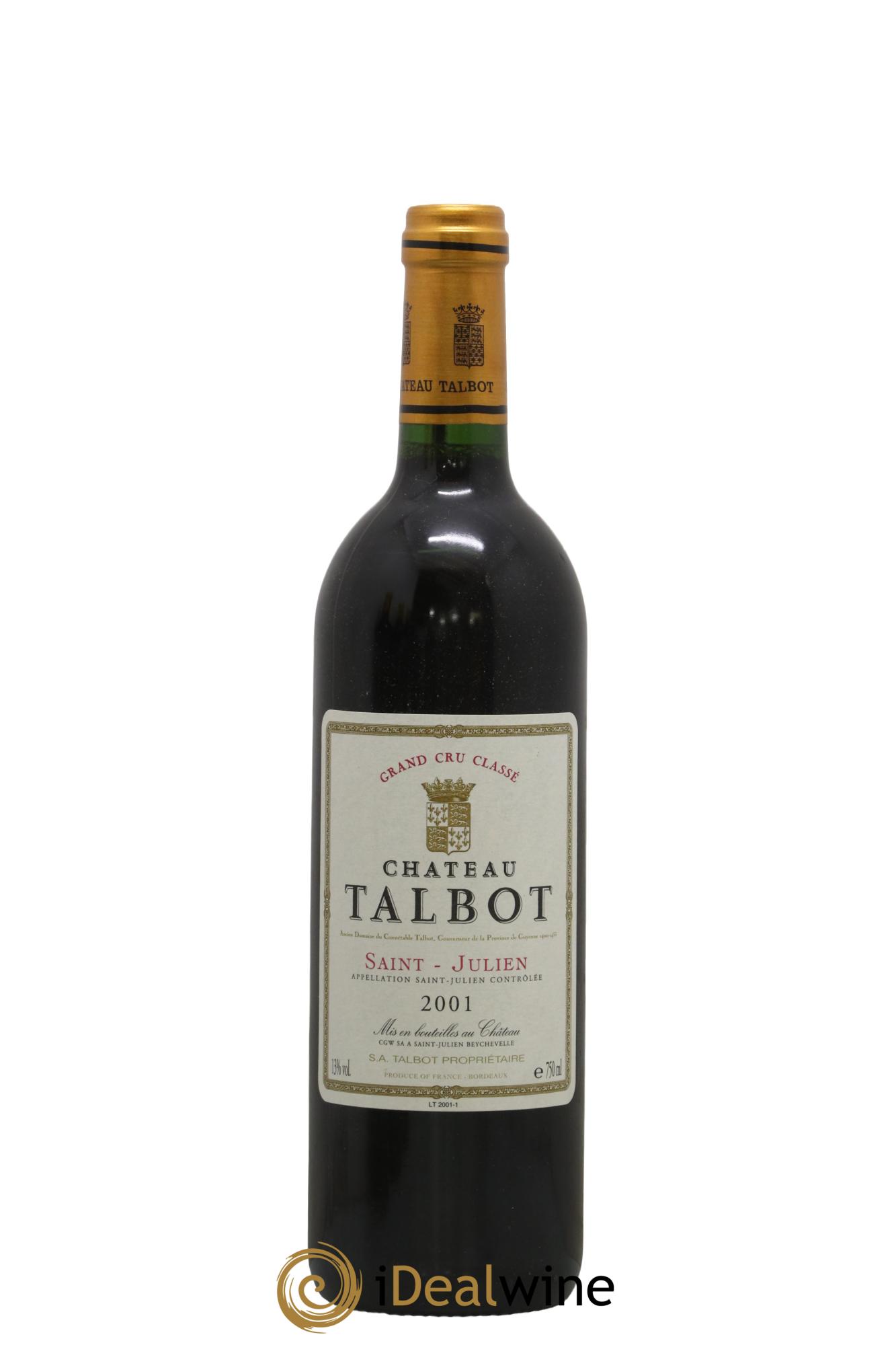 Château Talbot 4ème Grand Cru Classé 2001 - Lot de 1 bouteille - 0