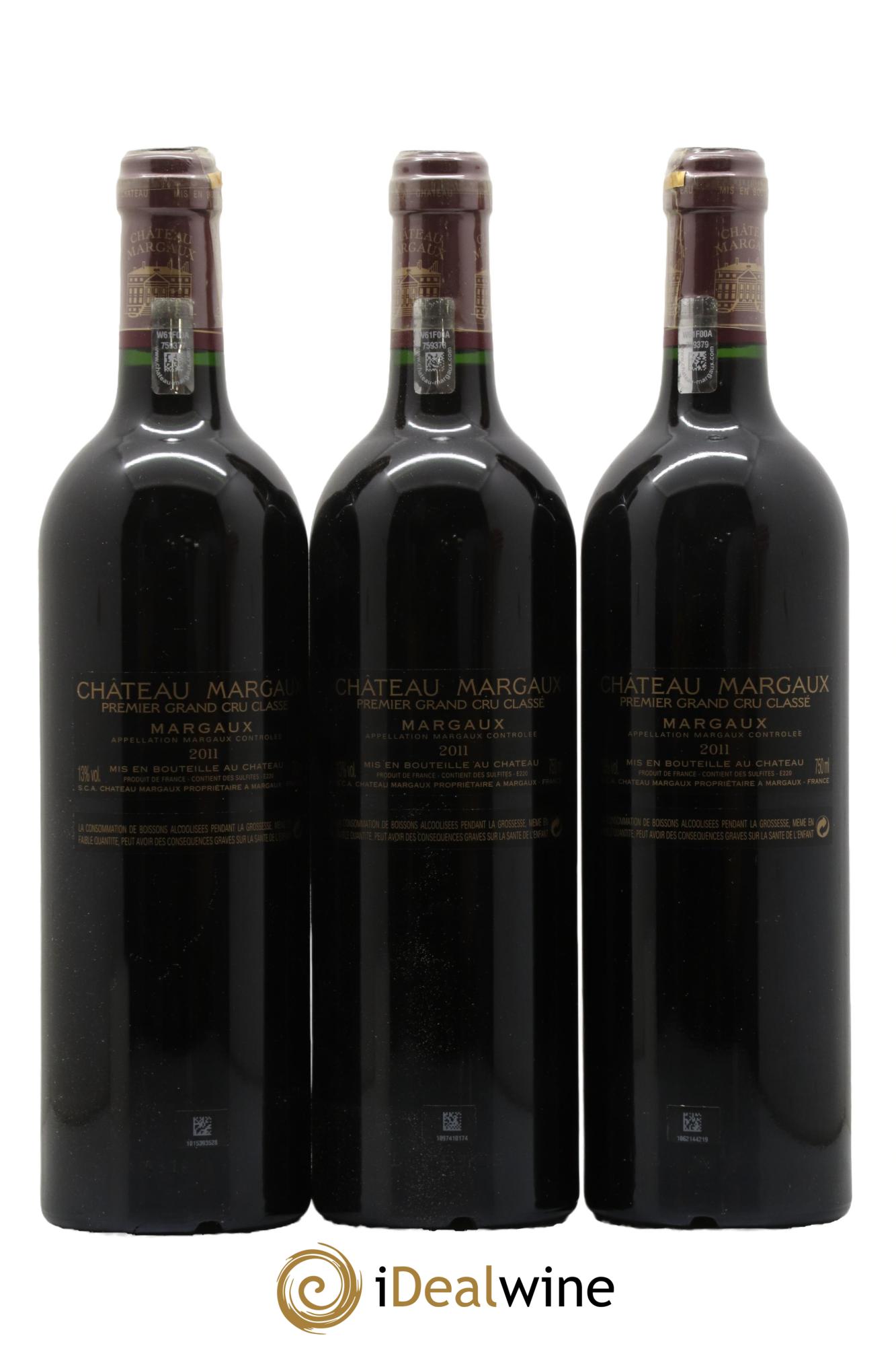 Château Margaux 1er Grand Cru Classé 2011 - Lot de 3 bouteilles - 1