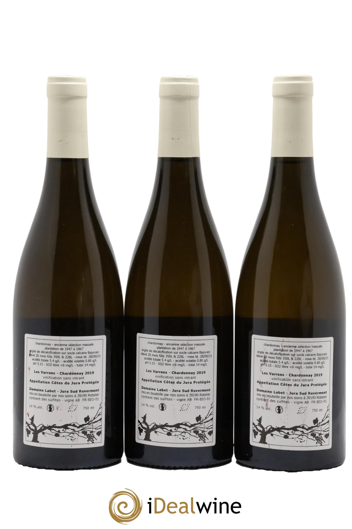 Côtes du Jura Chardonnay Les Varrons Romain - Julien - Charline Labet 2019 - Posten von 3 Flaschen - 1
