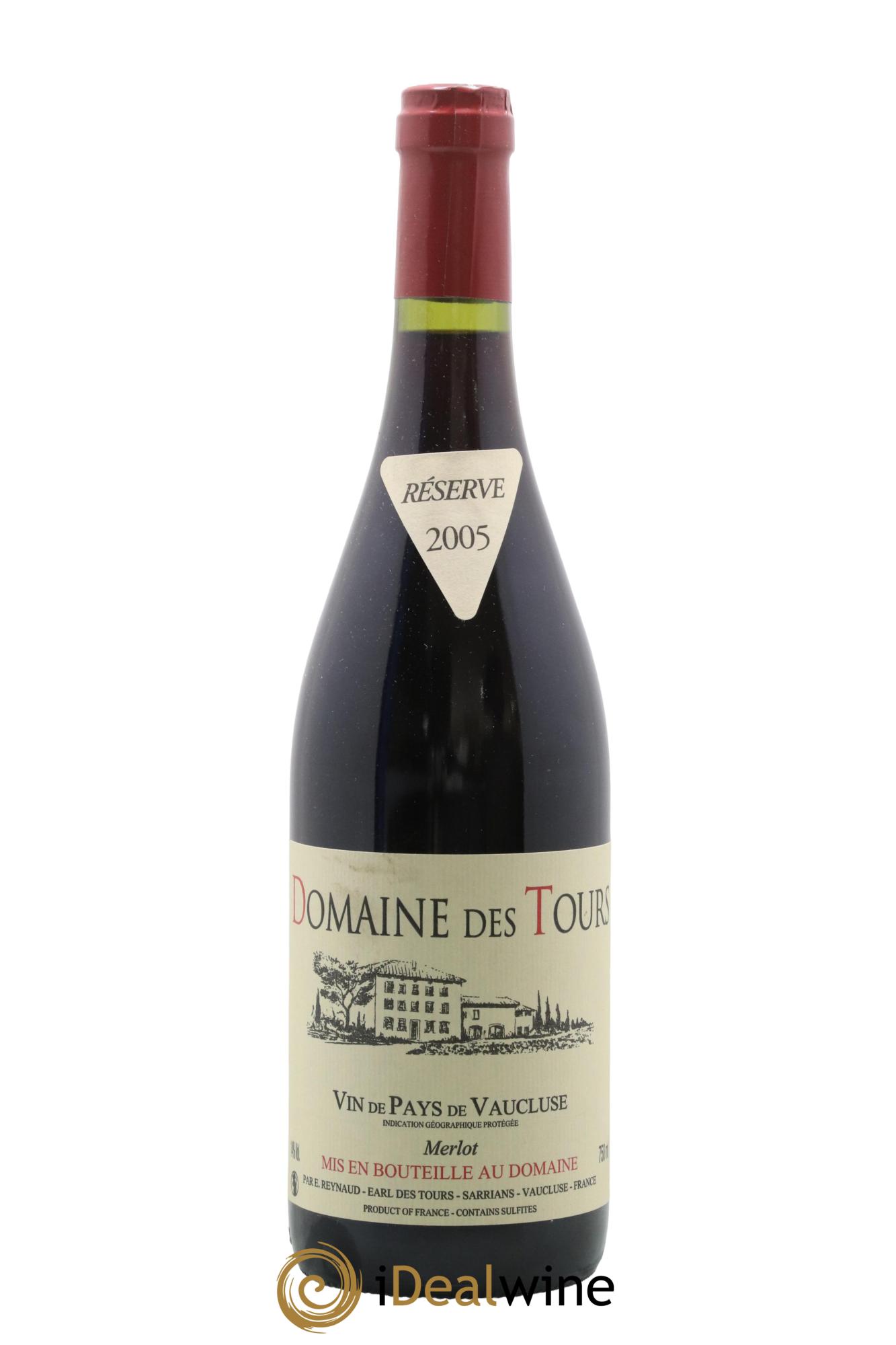 Vaucluse Domaine des Tours Merlot Emmanuel Reynaud 2005 - Lot de 1 bouteille - 0