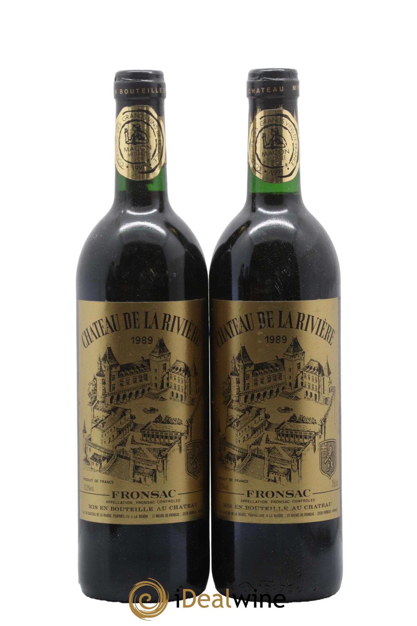 Château de La Rivière 1989 - Lotto di 2 bottiglie - 0