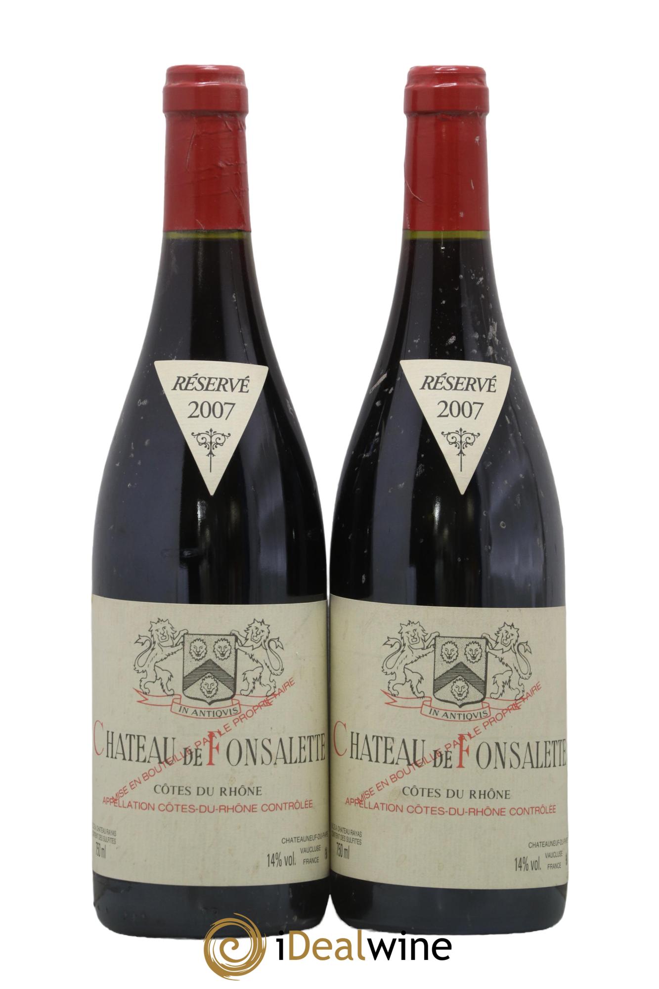 Côtes-du-Rhône Château de Fonsalette Emmanuel Reynaud 2007 - Lot de 2 bouteilles - 0