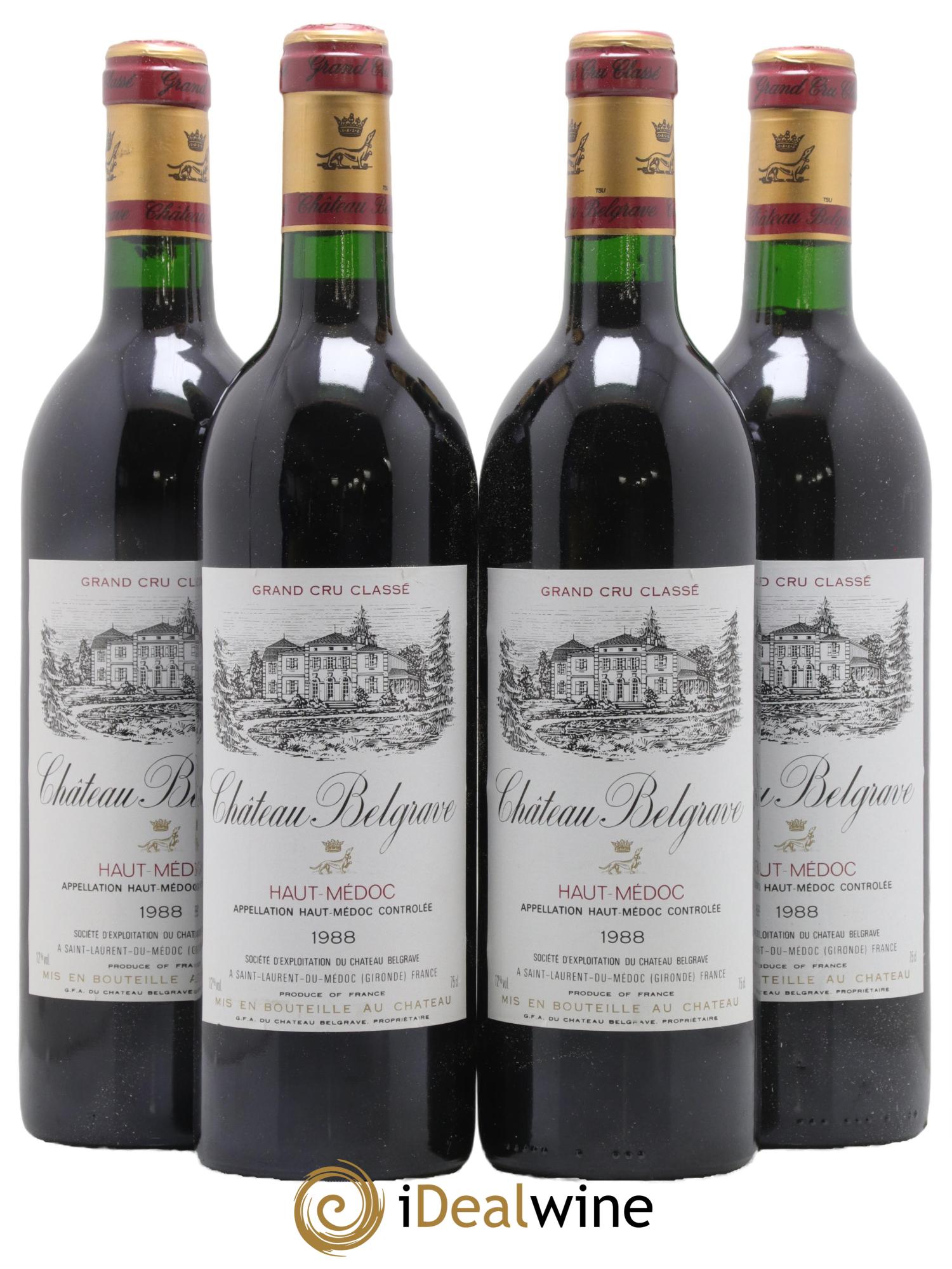 Château Belgrave 5ème Grand Cru Classé 1988 - Posten von 4 Flaschen - 0