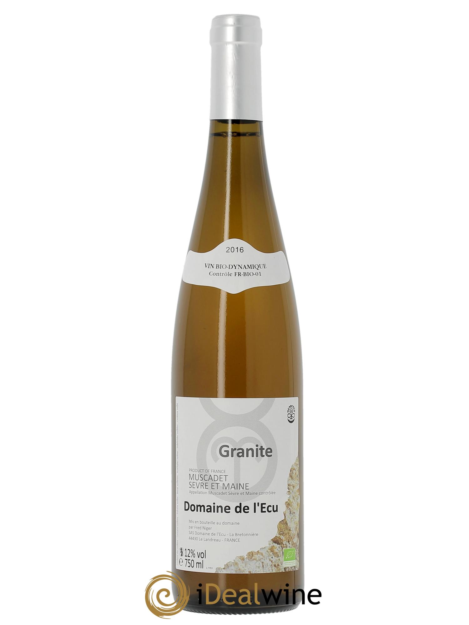 Vin de France (anciennement Muscadet-Sèvre-et-Maine) Expression de Granite Domaine de L'Ecu 2016 - Posten von 1 Flasche - 0