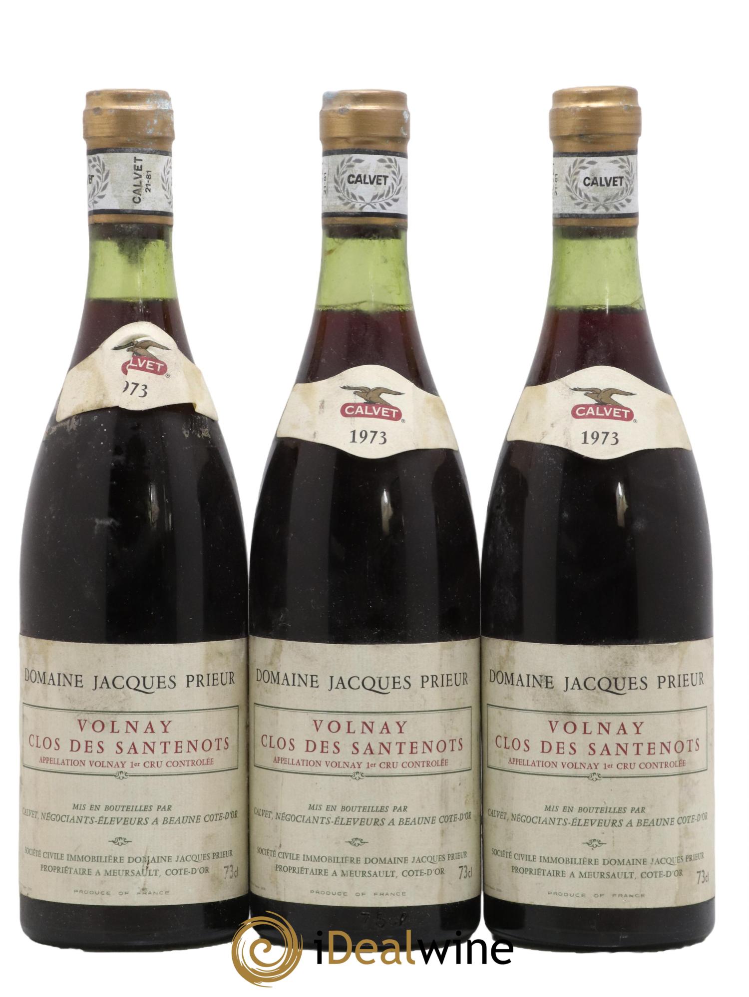 Volnay 1er Cru Santenots Jacques Prieur (Domaine) 1973 - Lot de 3 bouteilles - 0