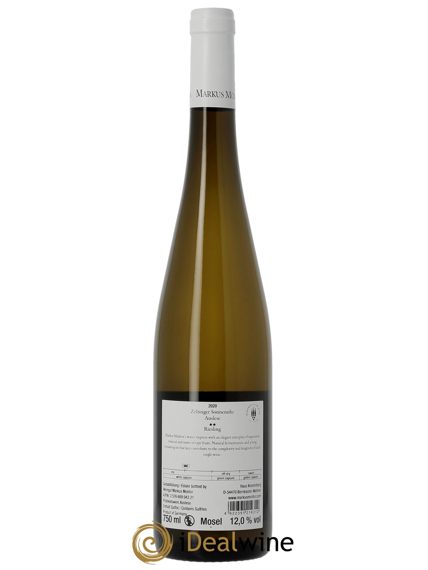 Riesling Markus Molitor Zeltinger Sonnenuhr Auslese °°° White Capsule 2020 - Lot de 1 bouteille - 1