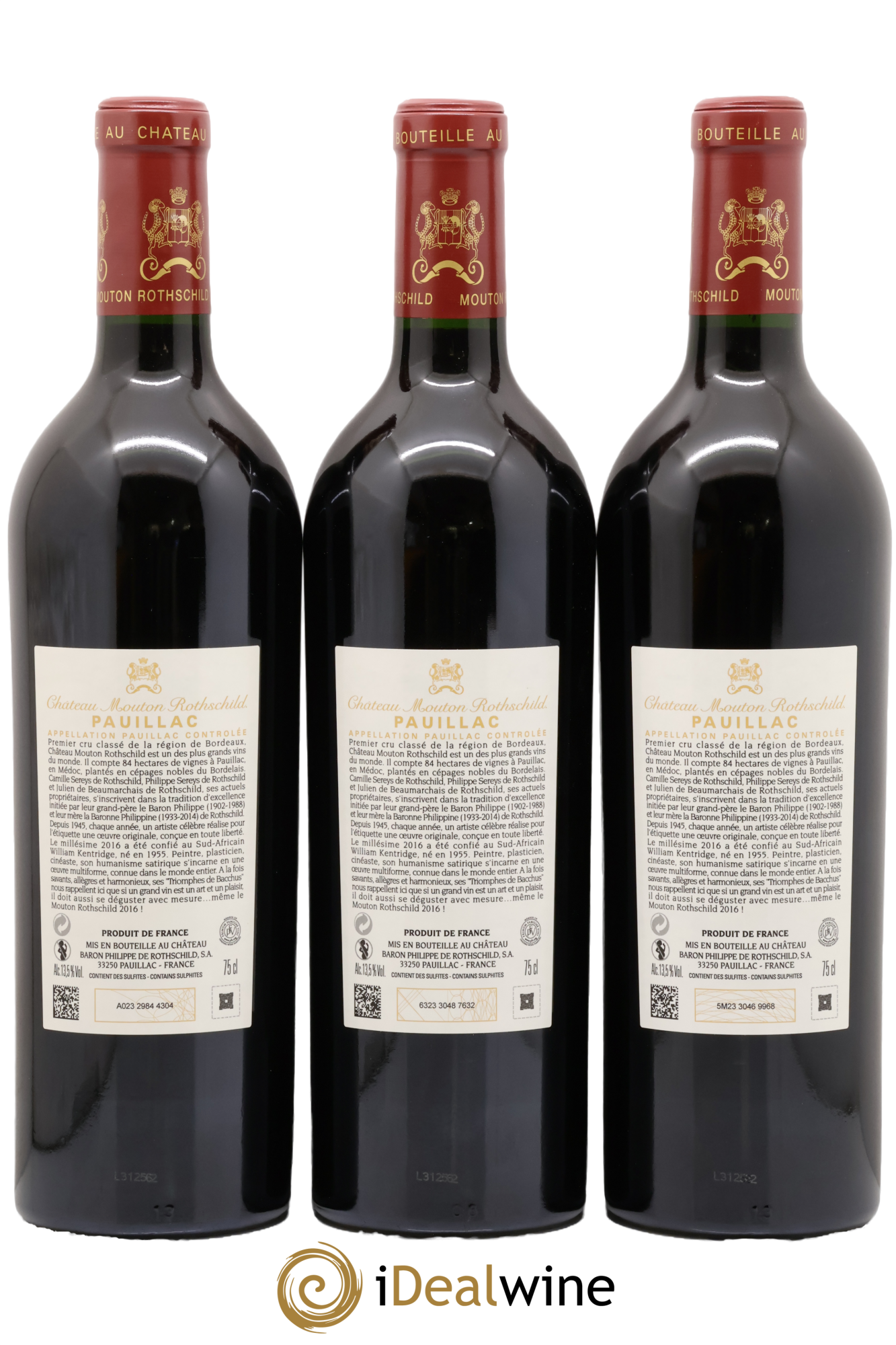Château Mouton Rothschild 1er Grand Cru Classé 2016 - Lot of 3 bottles - 1