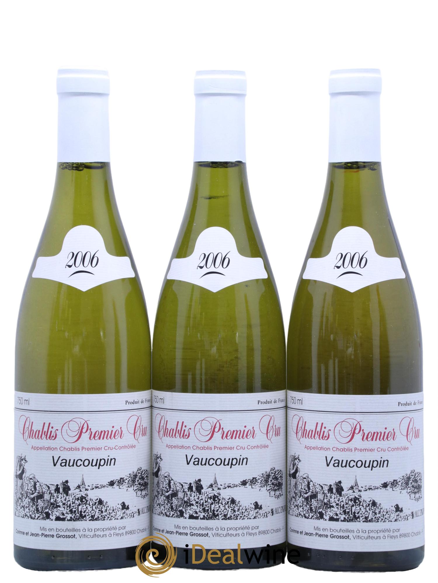 Chablis 1er Cru Vaucoupin Domaine Grossot 2006 - Lotto di 3 bottiglie - 0