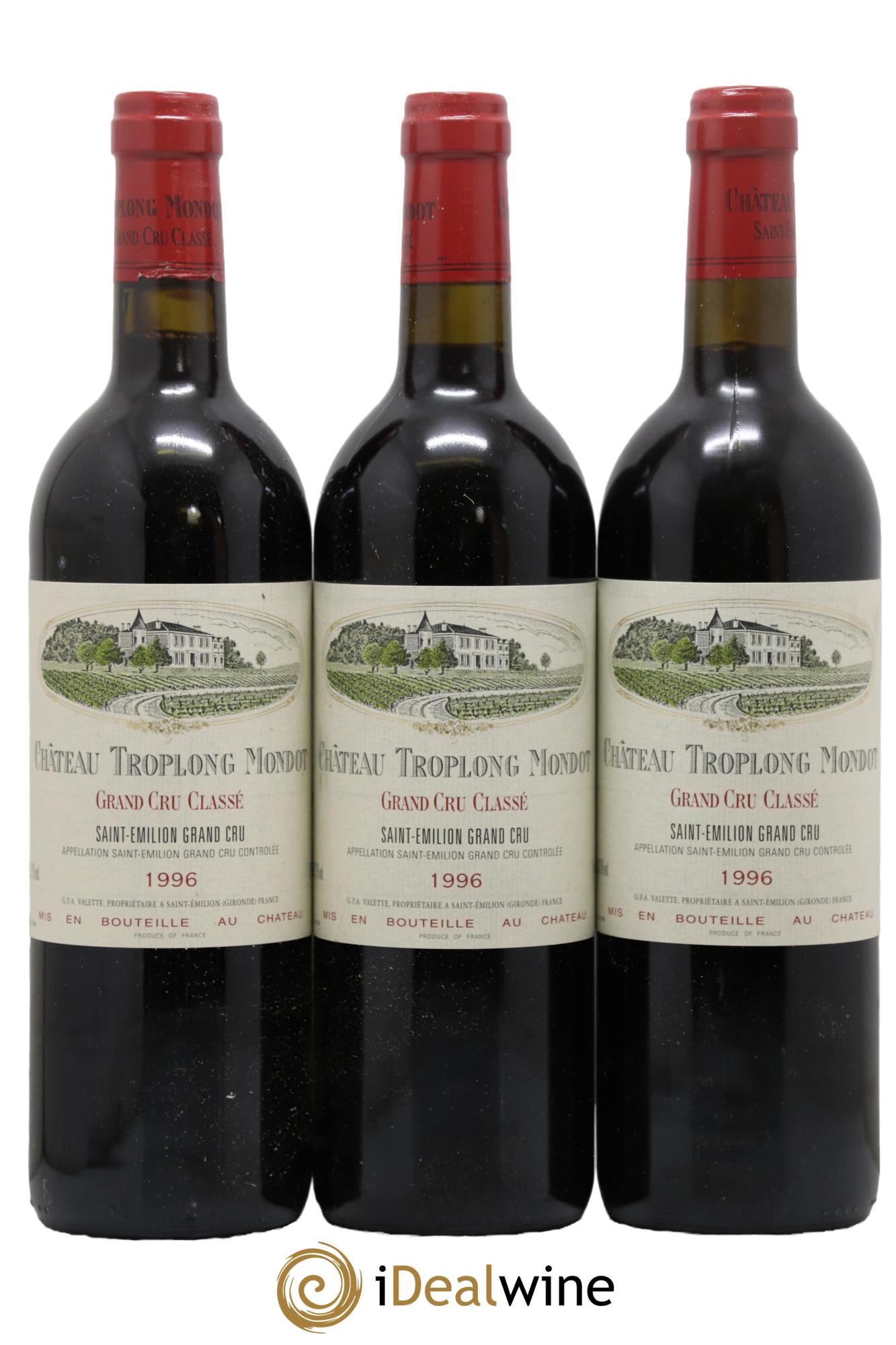 Château Troplong Mondot 1er Grand Cru Classé B 1996 - Lot of 3 bottles - 0