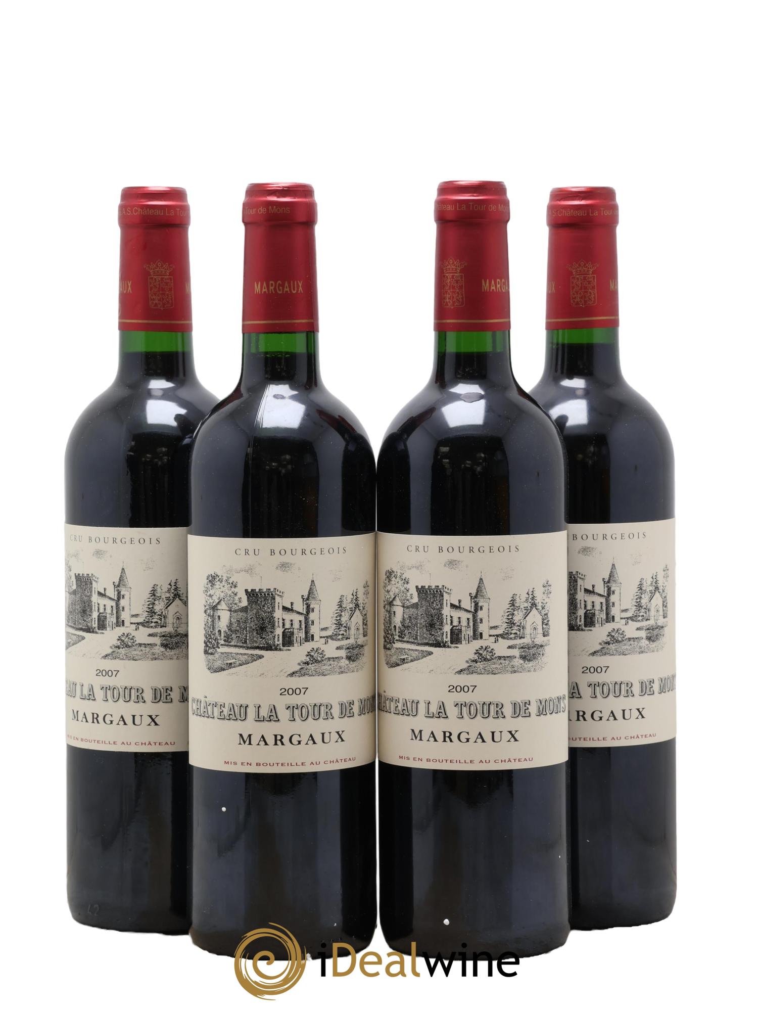Château la Tour de Mons Cru Bourgeois  2007 - Lotto di 4 bottiglie - 0
