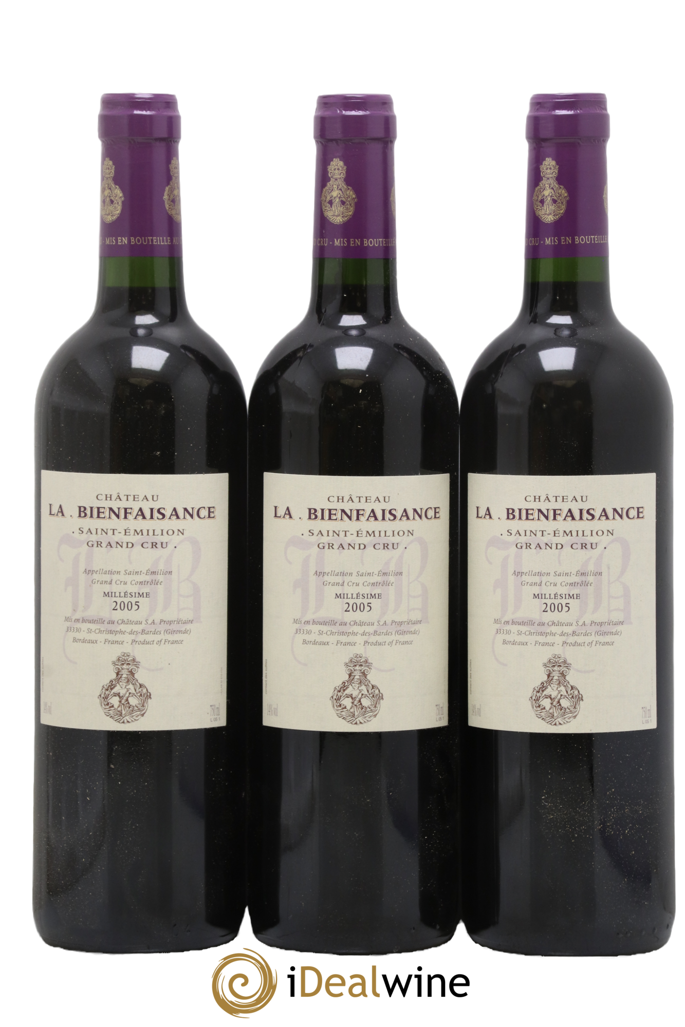 Saint-Émilion Grand Cru Chateau La Bienfaisance 2005 - Lot de 3 bouteilles - 0