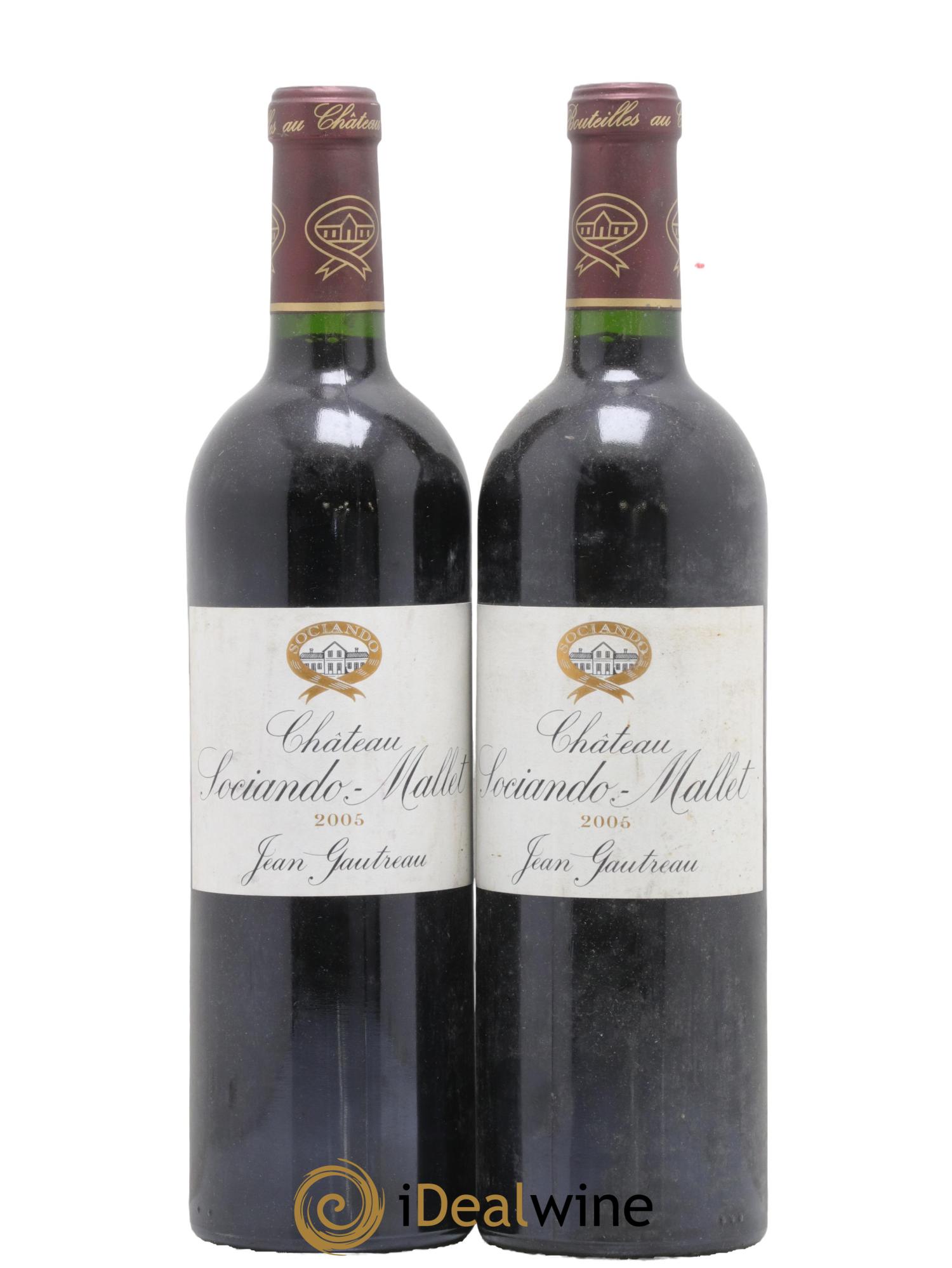 Château Sociando Mallet 2005 - Lotto di 2 bottiglie - 0