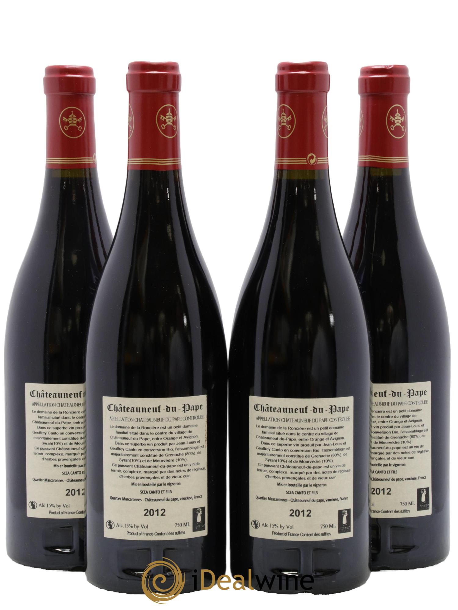 Châteauneuf-du-Pape Domaine de la Roncière 2012 - Lot de 4 bouteilles - 1