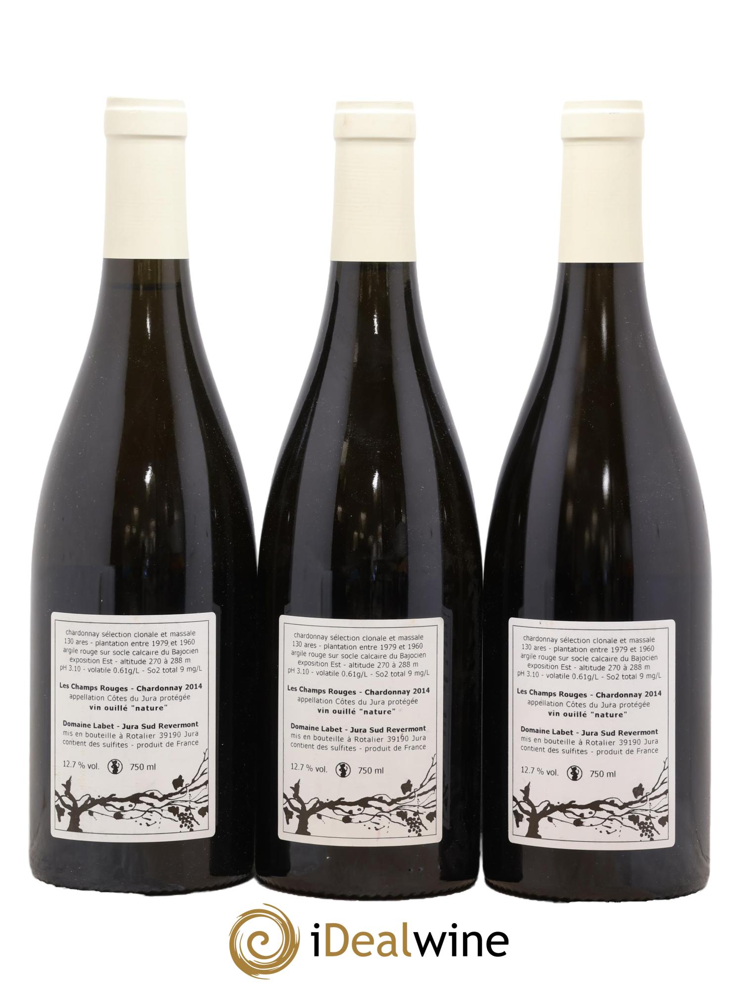 Côtes du Jura Chardonnay Les Champs Rouges Romain - Julien  - Charline Labet 2014 - Lot de 3 bouteilles - 1