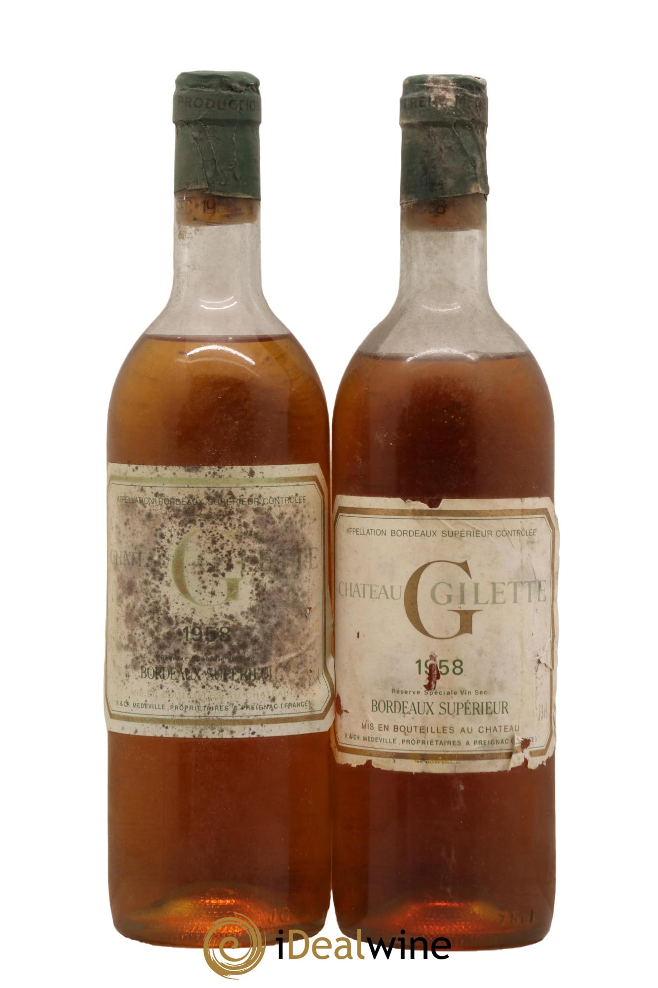 Bordeaux Chateau Gilette 1958 - Lot de 2 bouteilles - 0