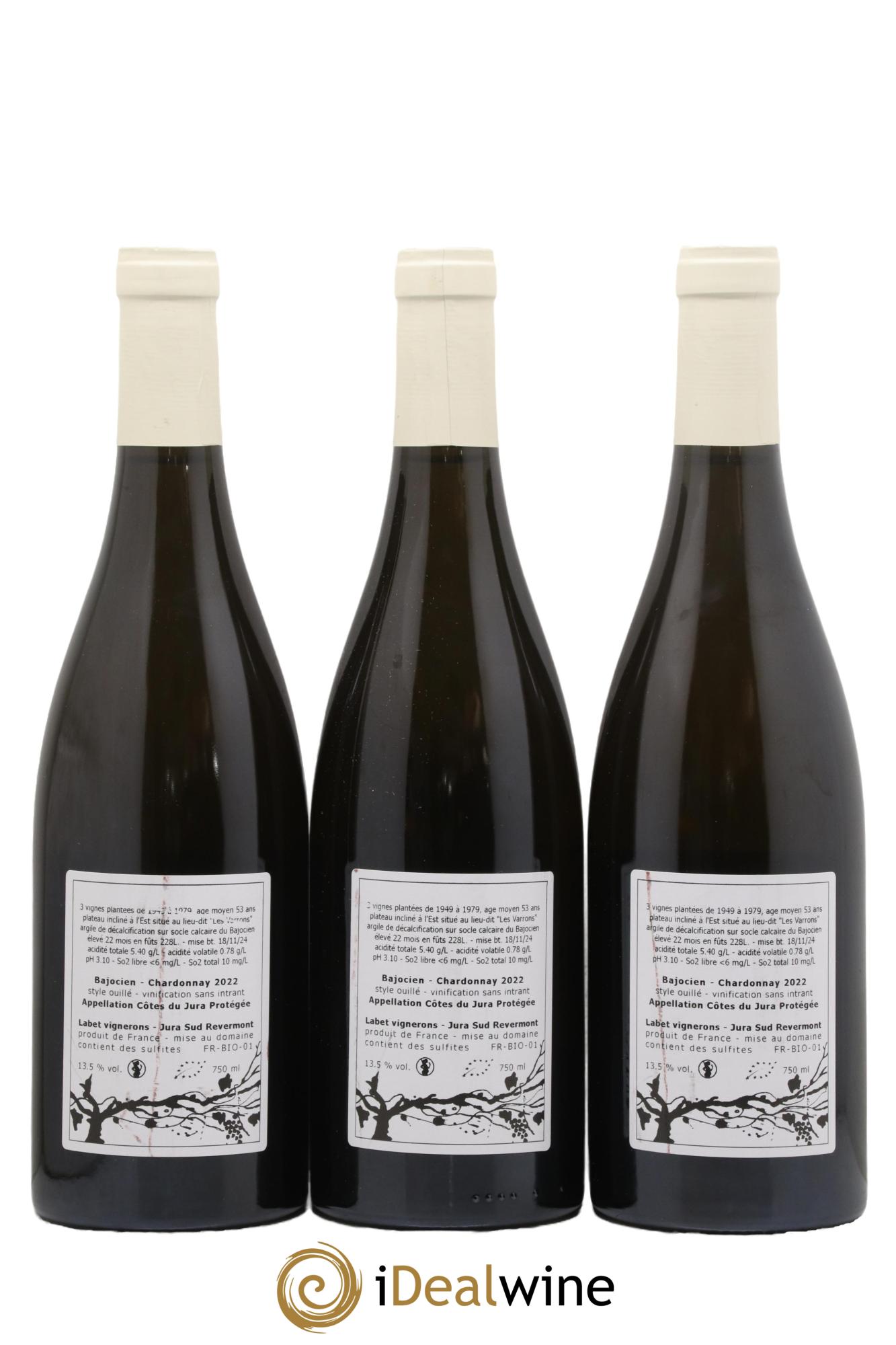 Côtes du Jura Chardonnay Bajocien Romain - Julien  - Charline Labet 2022 - Posten von 3 Flaschen - 1