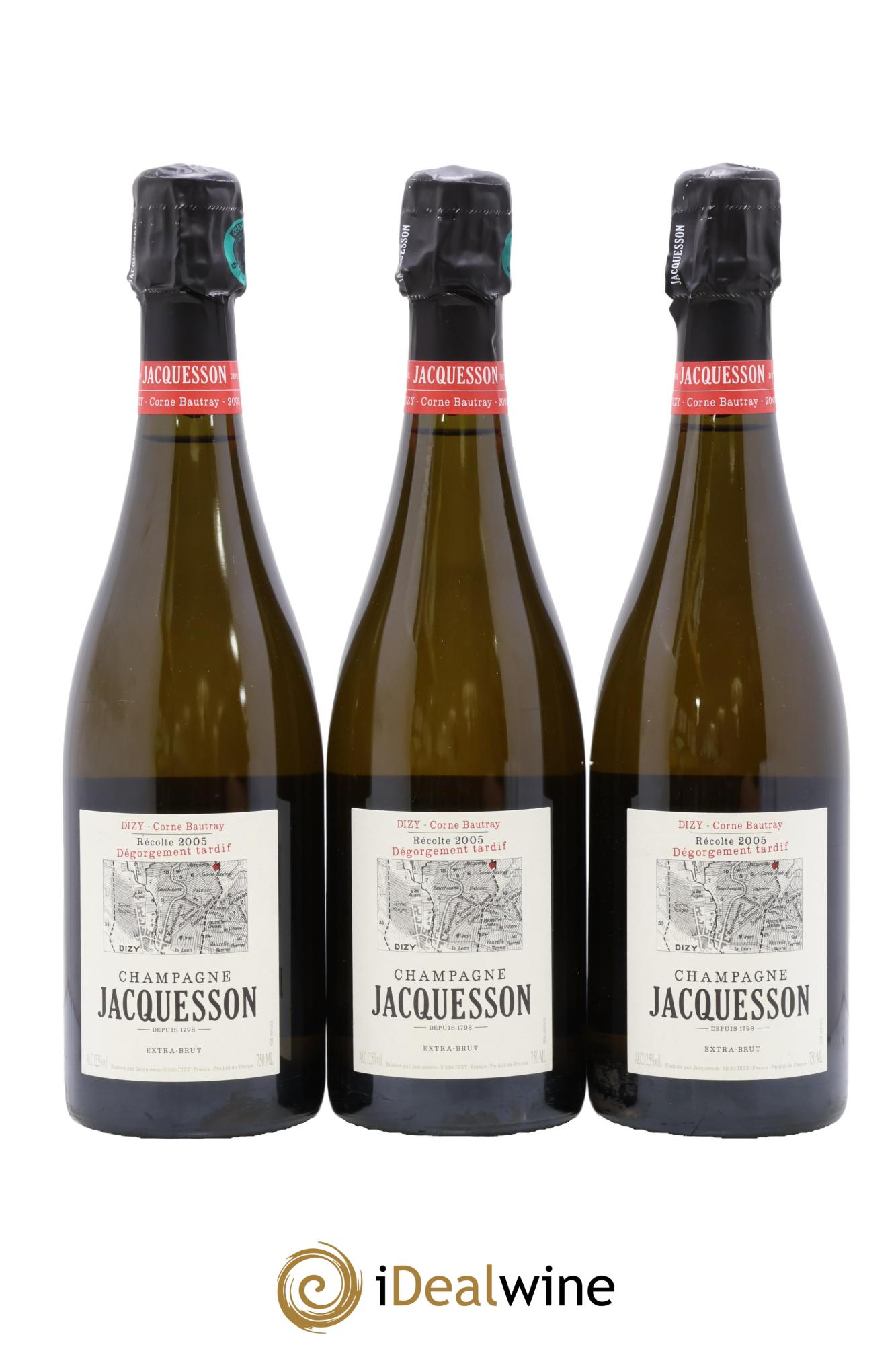 Champagne Extra Brut Dizy Corne Bautray Dégorgement Tardif Jacquesson 2005 - Lot de 3 bouteilles - 0