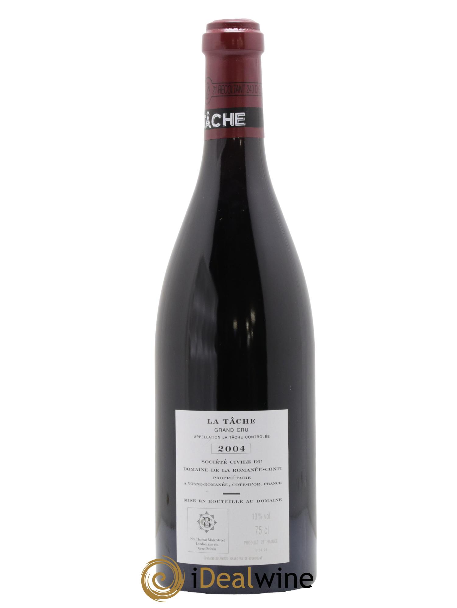 La Tâche Grand Cru Domaine de la Romanée-Conti 2004 - Lot of 1 bottle - 1