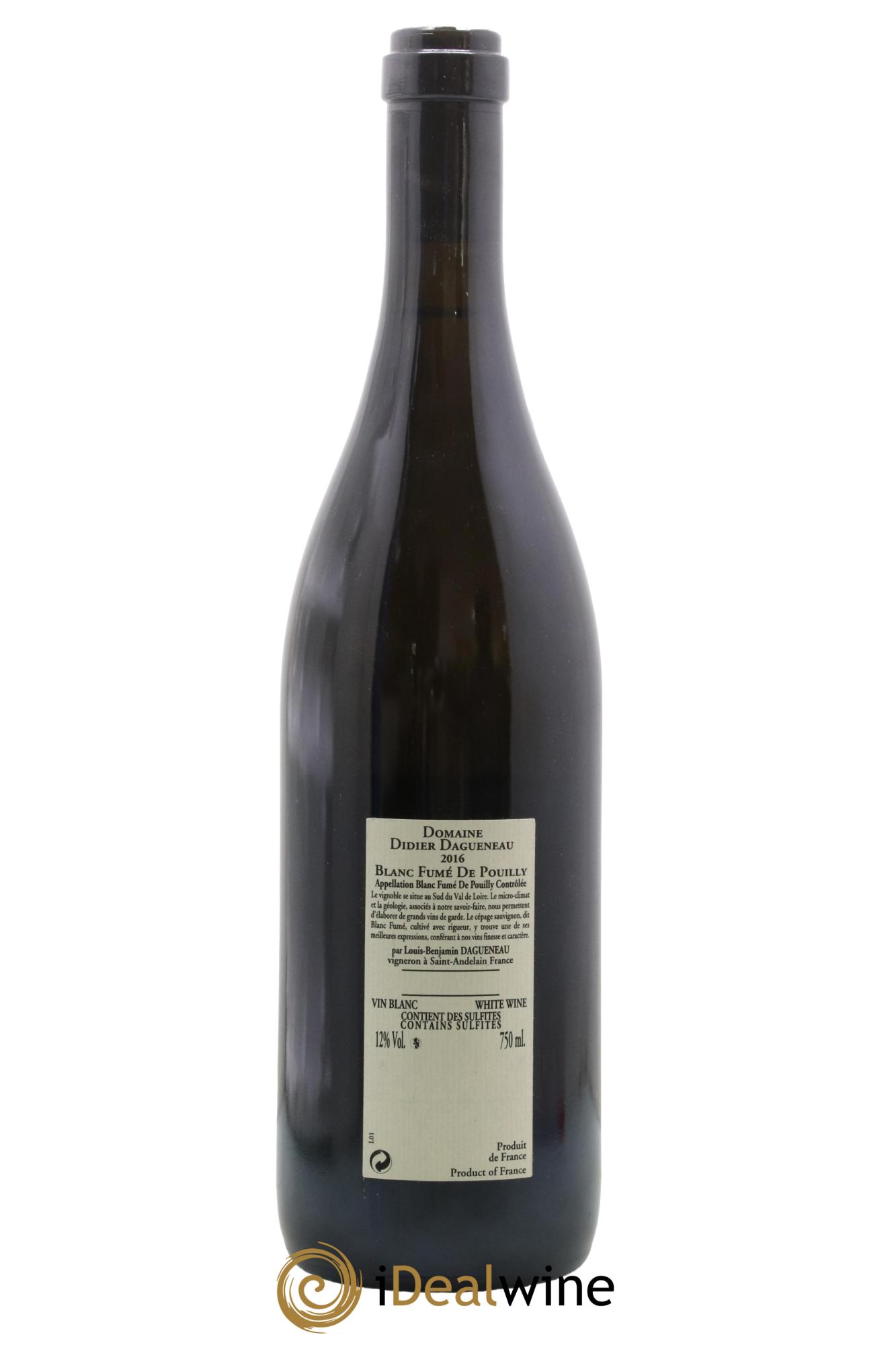 Pouilly-Fumé Blanc Fumé de Pouilly Dagueneau (Domaine Didier - Louis-Benjamin) 2016 - Lot de 1 bouteille - 1