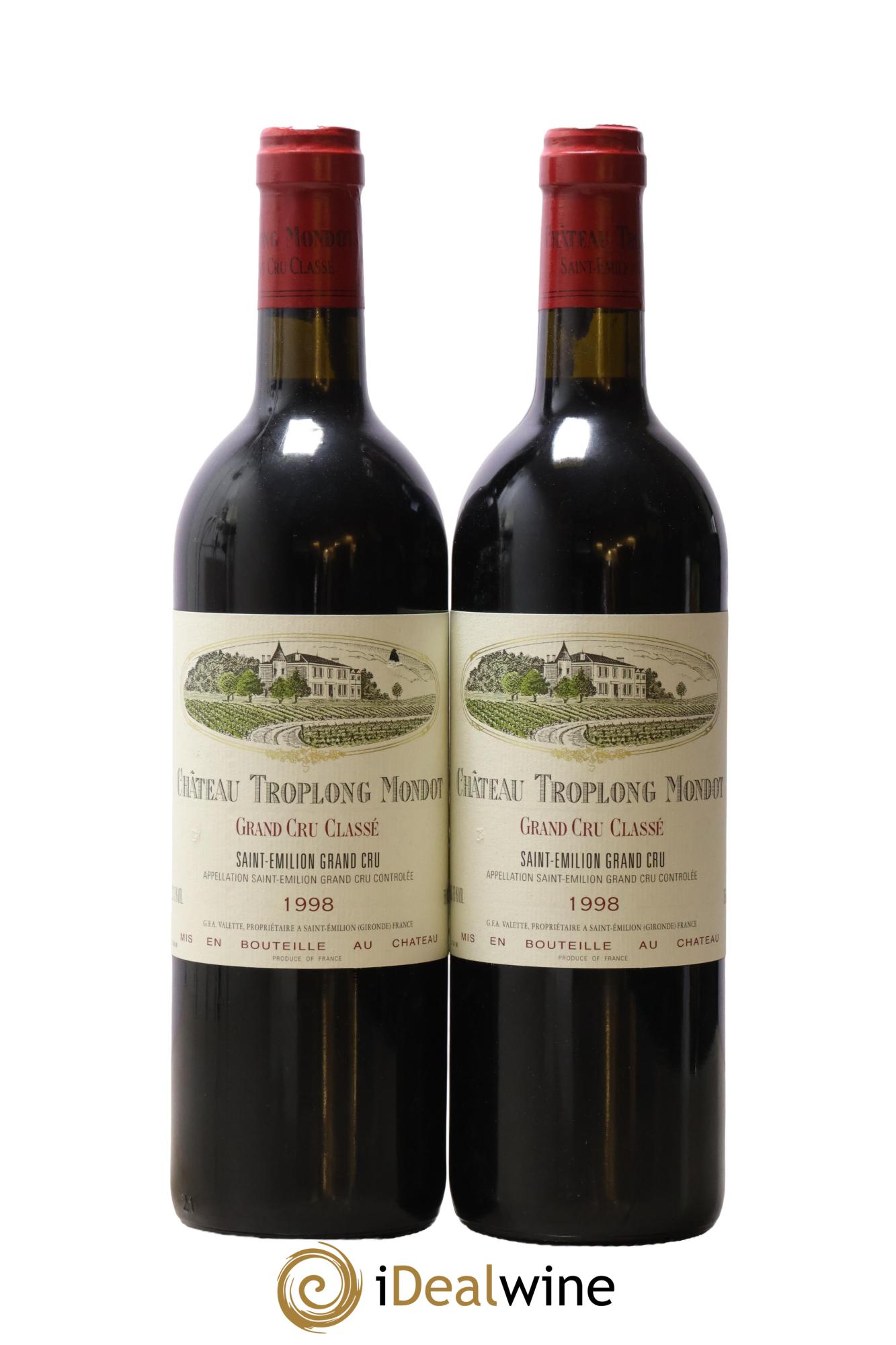 Château Troplong Mondot 1er Grand Cru Classé B 1998 - Lot de 2 bouteilles - 0