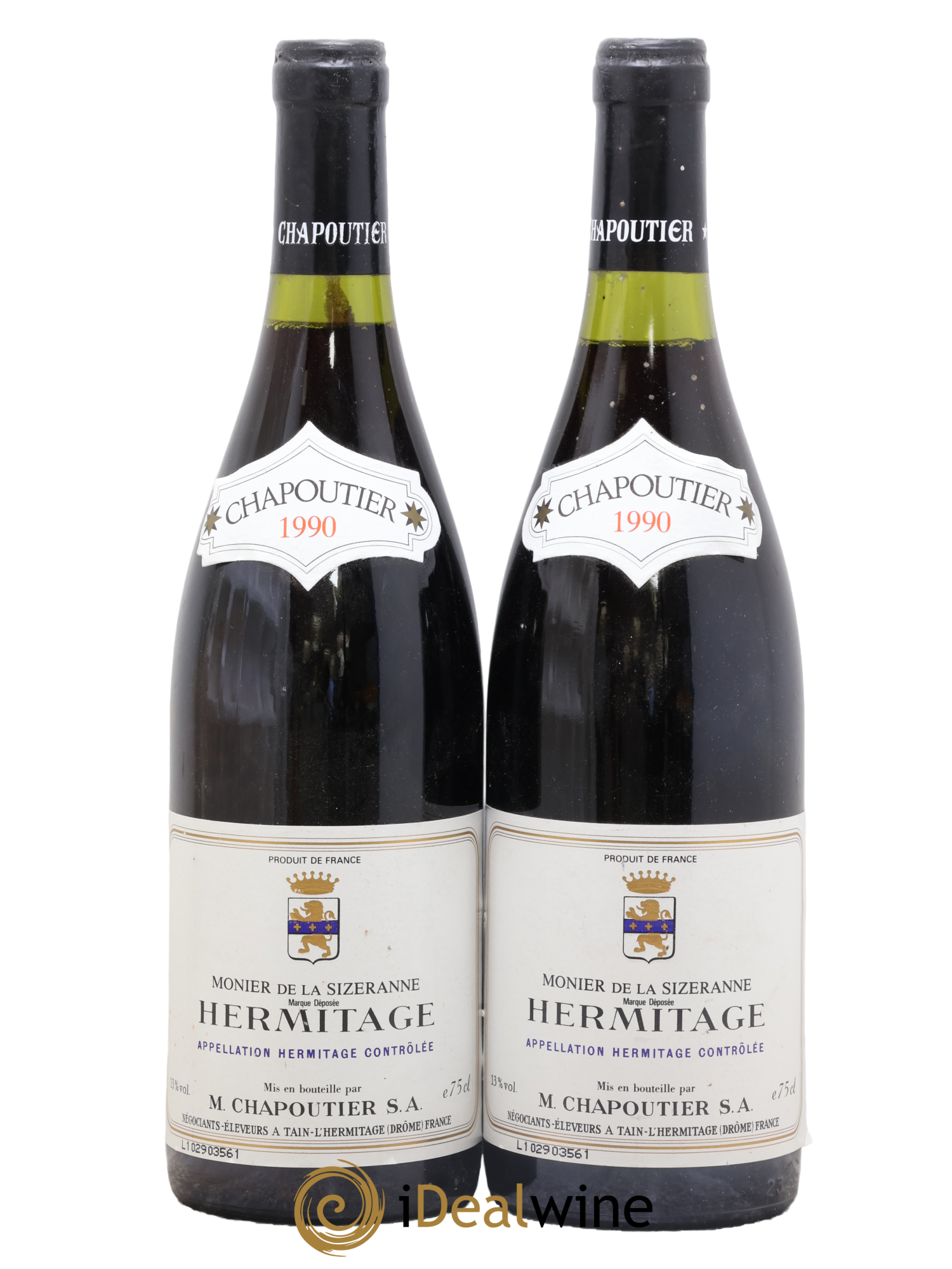Hermitage Monier de La Sizeranne Chapoutier 1990 - Lot de 2 bouteilles - 0