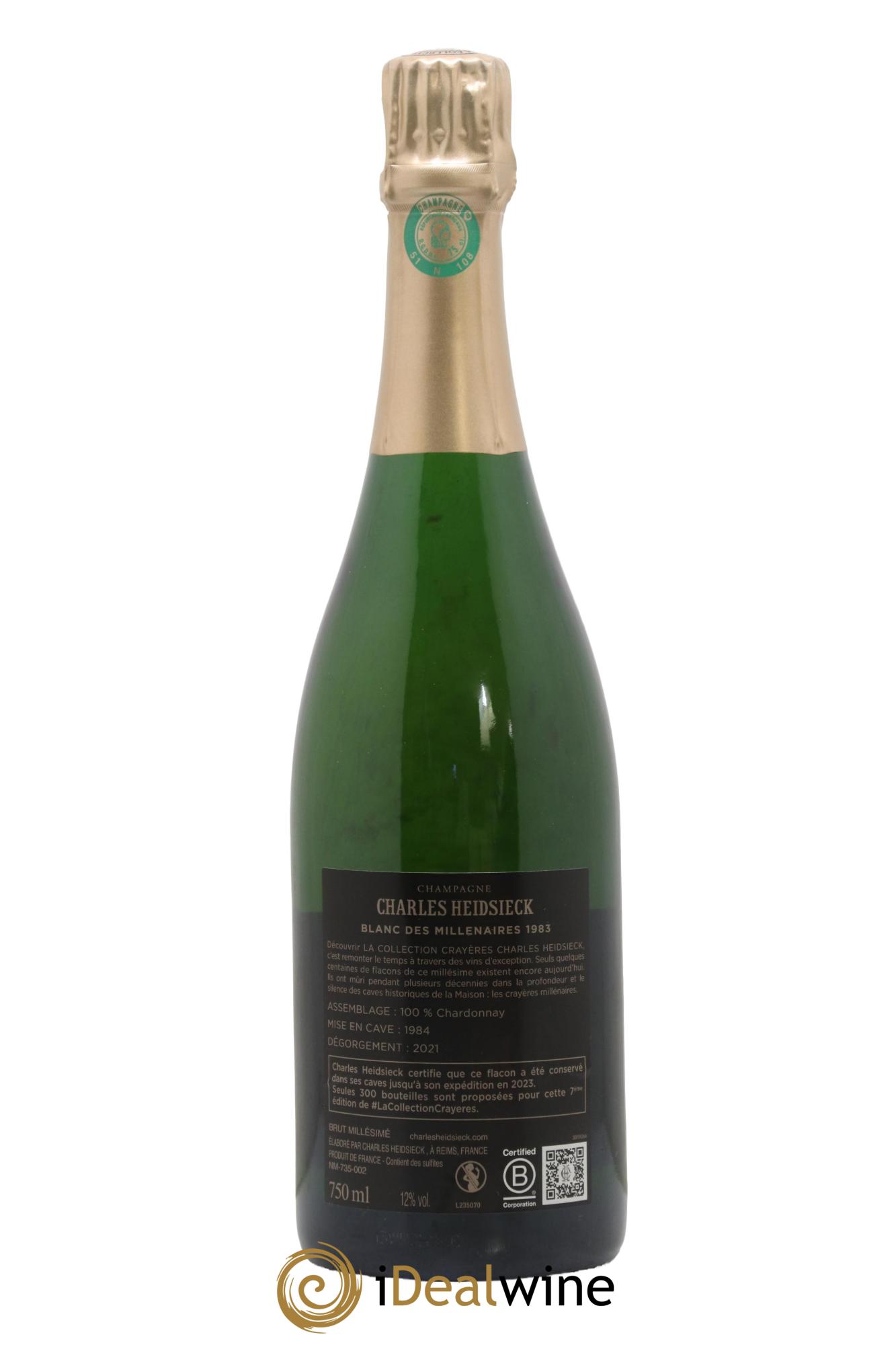 Blanc de Blancs Blanc des Millénaires Brut Charles Heidsieck 1983 - Lot de 1 bouteille - 2