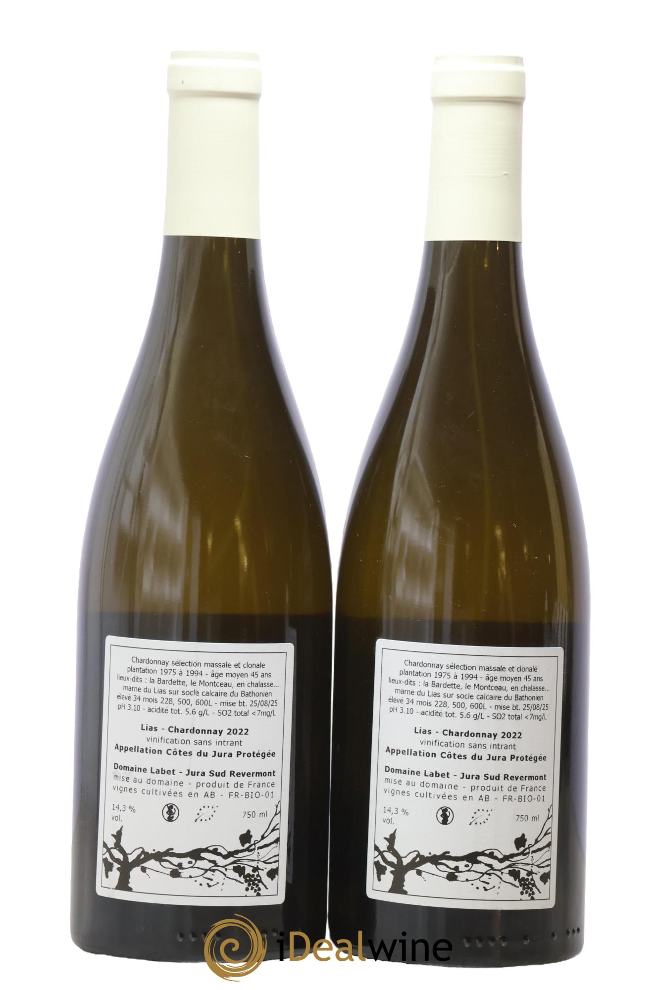 Côtes du Jura Chardonnay Lias Romain - Julien  - Charline Labet 2022 - Lot of 2 bottles - 1