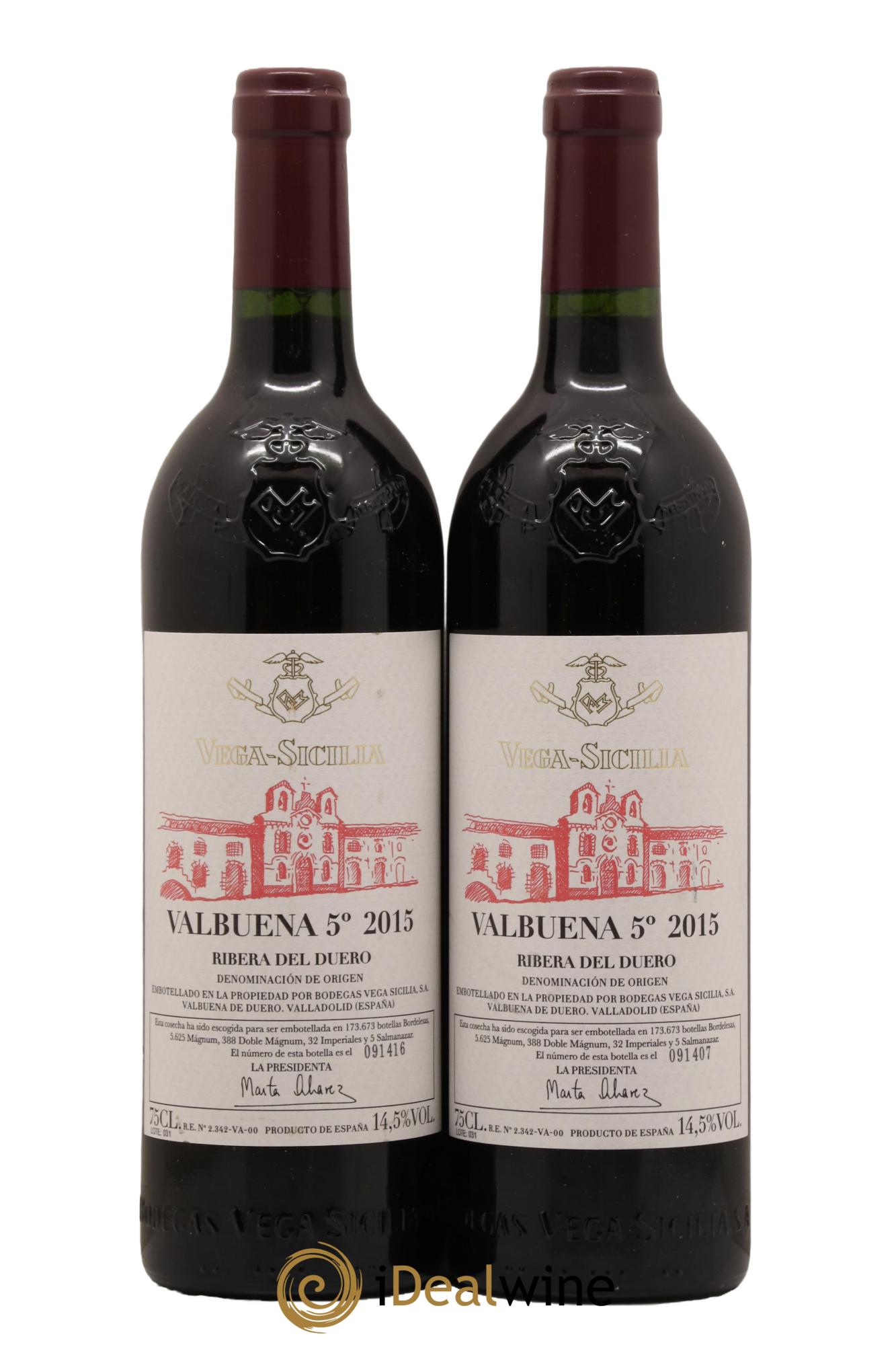 Ribera Del Duero DO Vega Sicilia Valbuena 5 ano Famille Alvarez 2015 - Lot de 2 bouteilles - 0