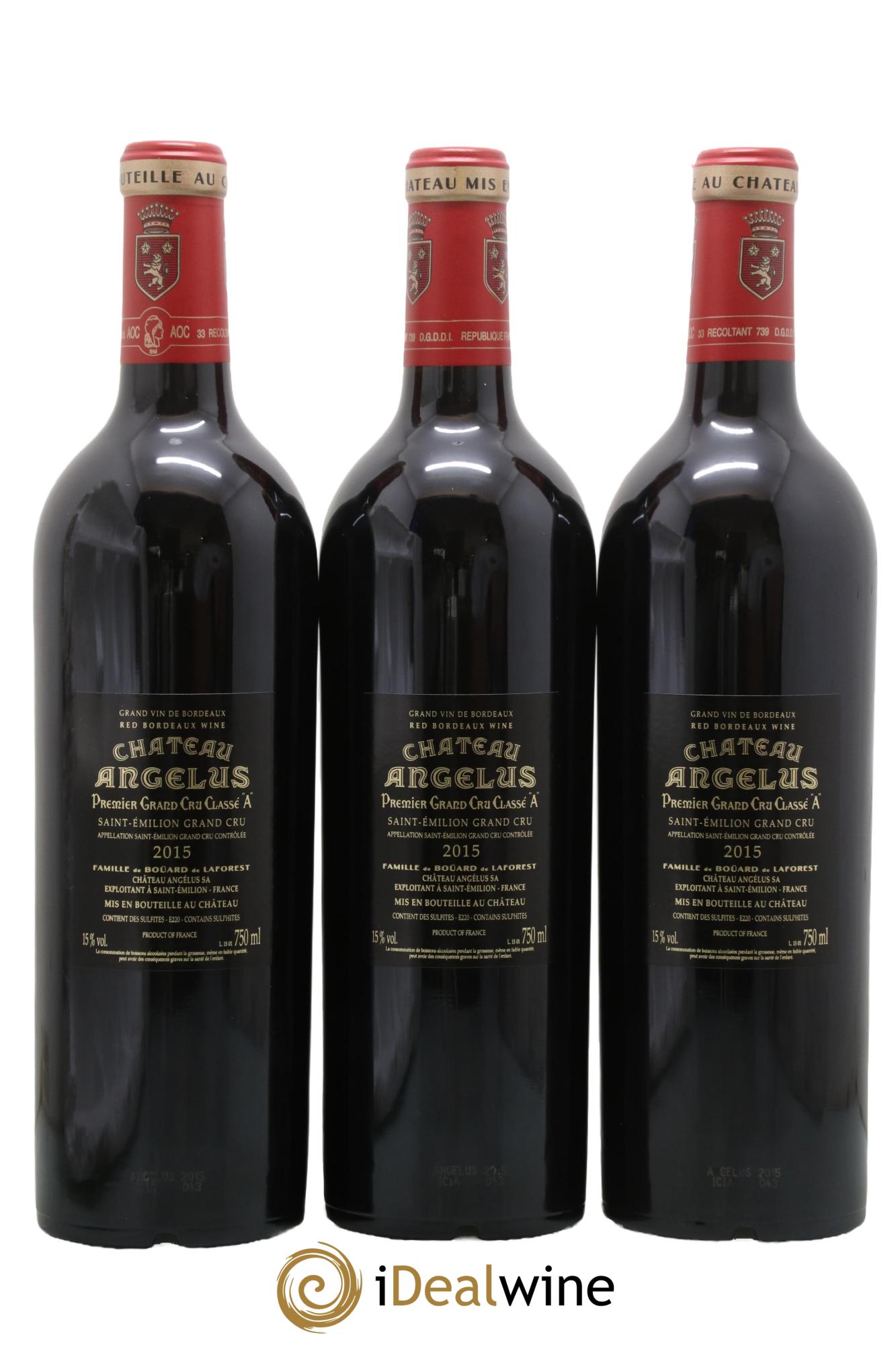 Château Angélus 1er Grand Cru Classé A 2015 - Posten von 3 Flaschen - 1