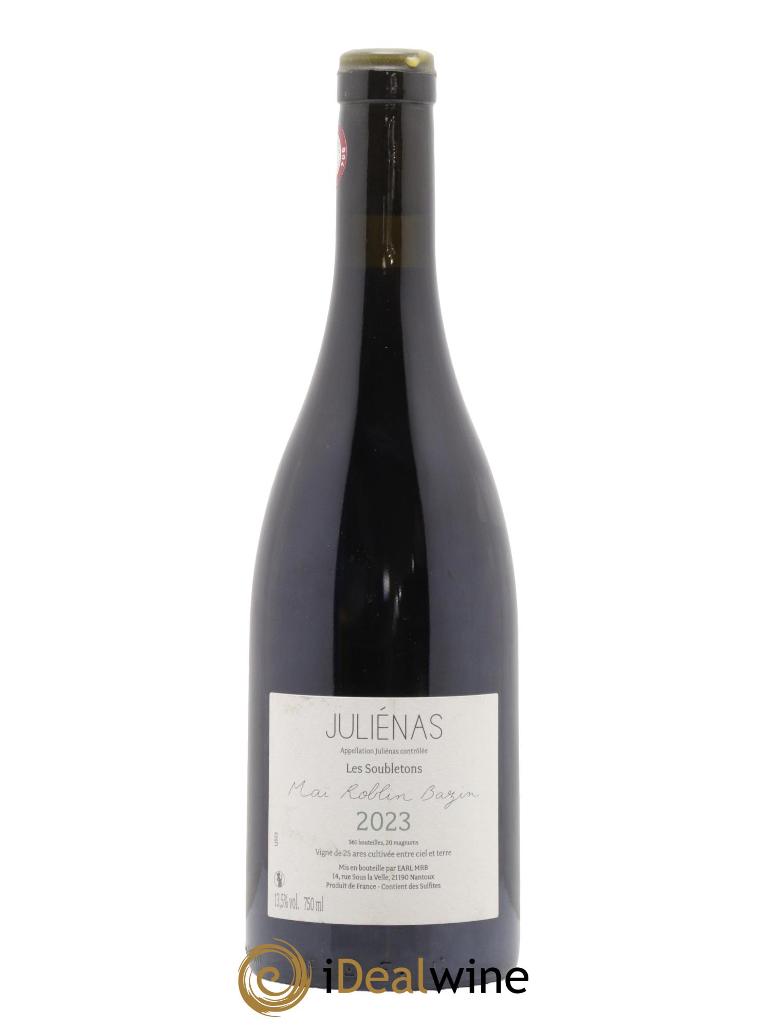 Juliénas Les Soubletons Maï Roblin Bazin 2023 - Lot de 1 bouteille - 1