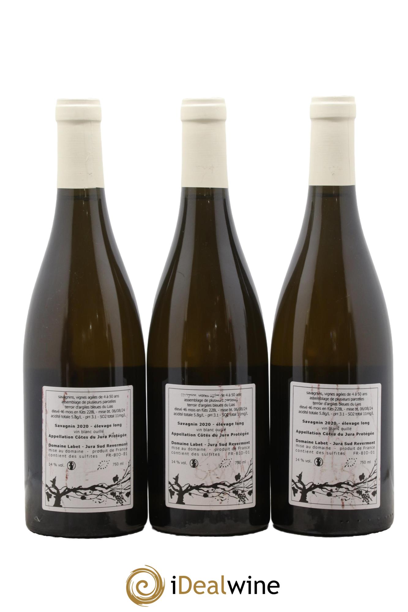 Côtes du Jura Savagnin Ouillé Elevage Long Labet (Domaine) 2020 - Lot de 3 bouteilles - 1