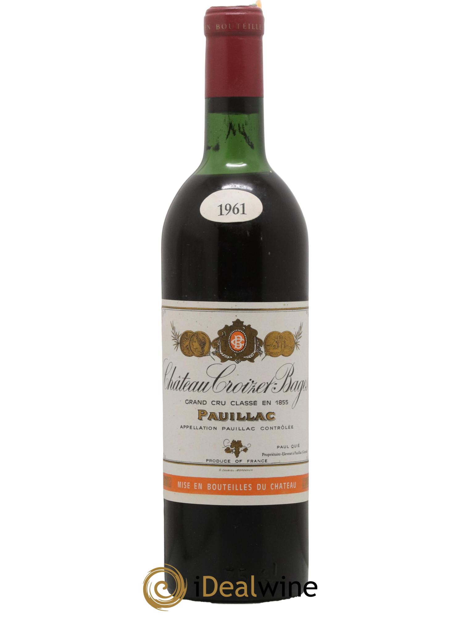 Château Croizet Bages 5ème Grand Cru Classé 1961 - Lot de 1 bouteille - 0