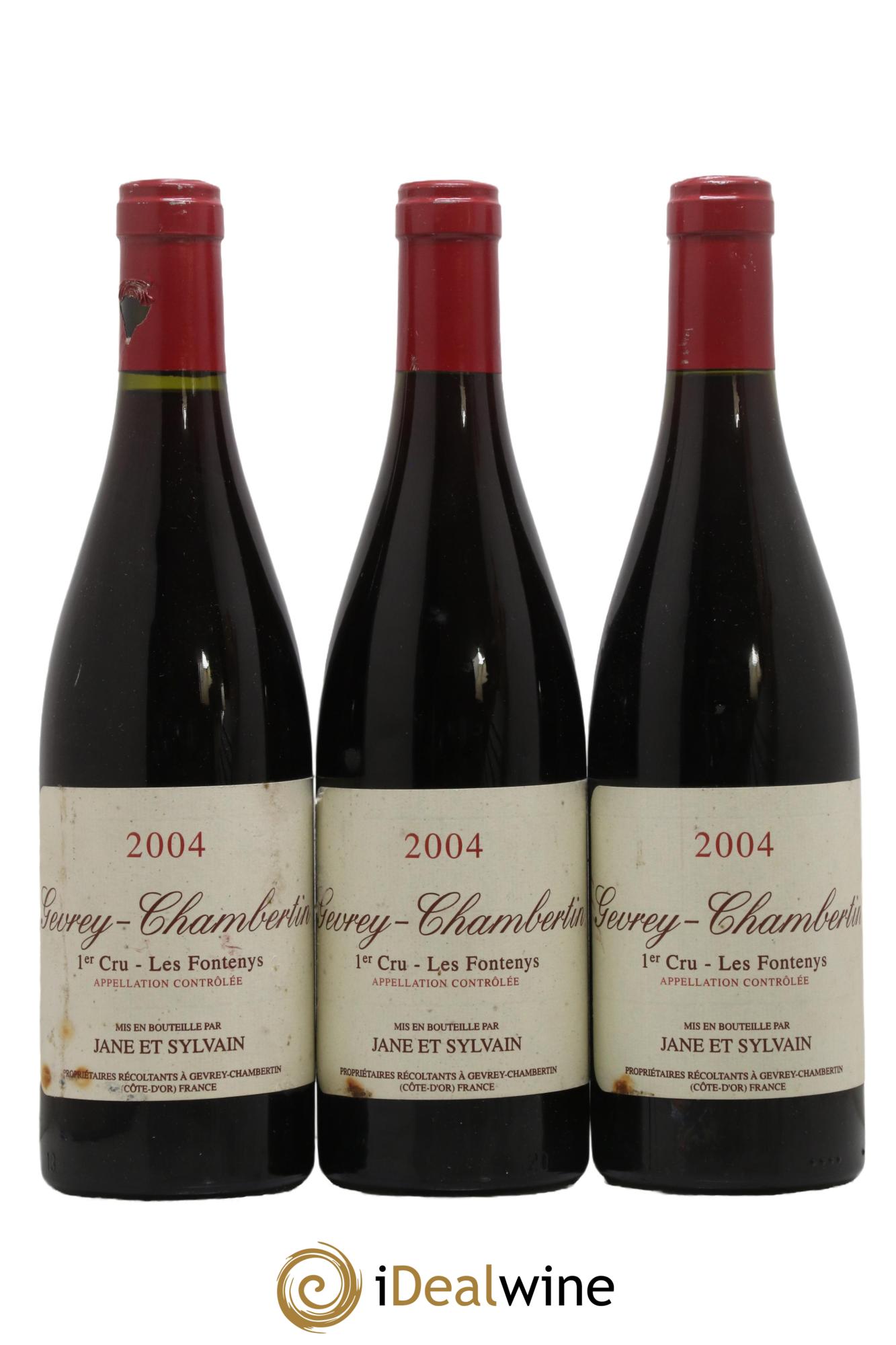 Gevrey-Chambertin 1er Cru Les Fontenys Domaine Jane et Sylvain 2004 - Lot de 3 bouteilles - 0