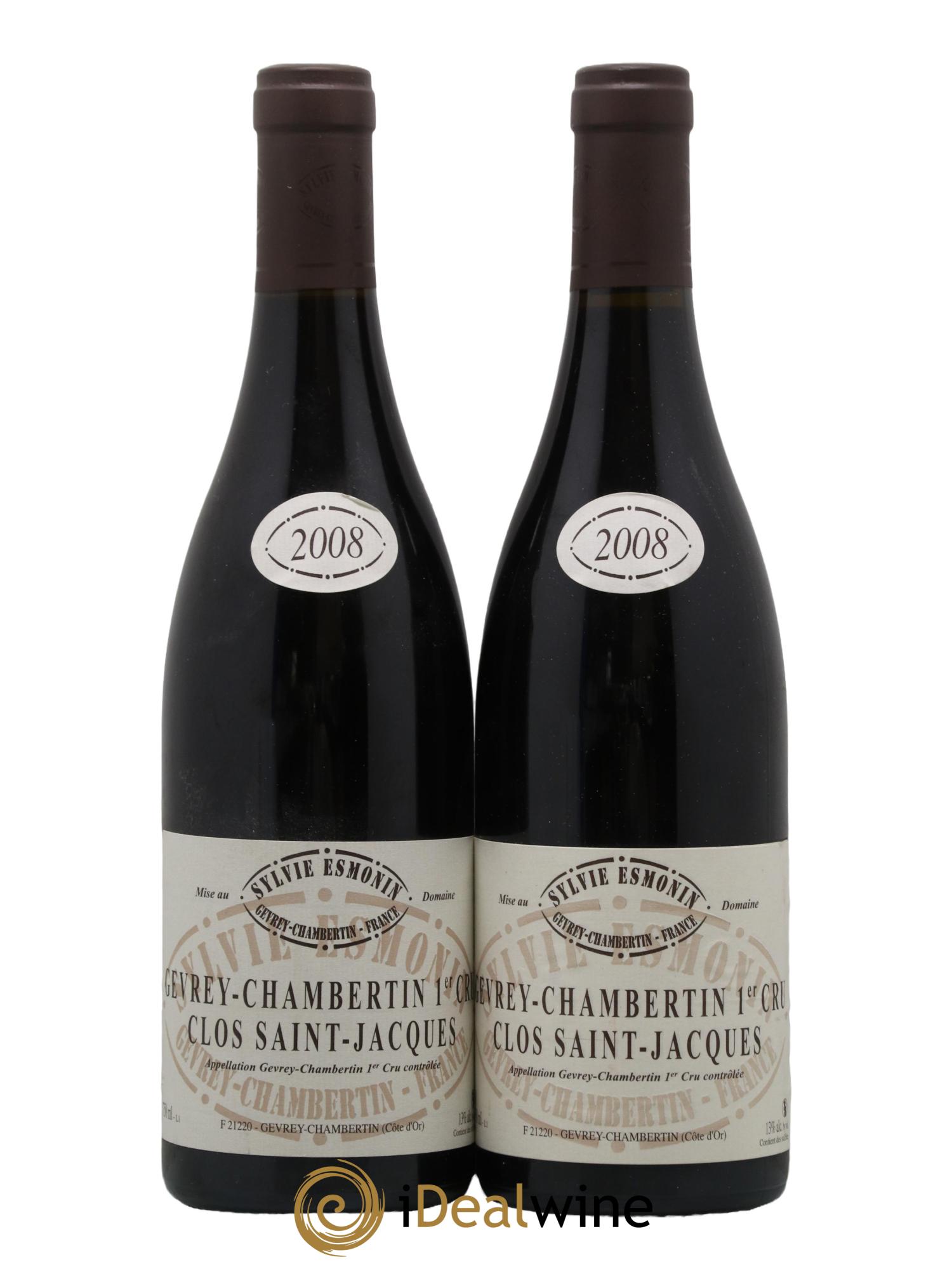 Gevrey-Chambertin 1er Cru Clos Saint Jacques Sylvie Esmonin 2008 - Lot de 2 bouteilles - 0