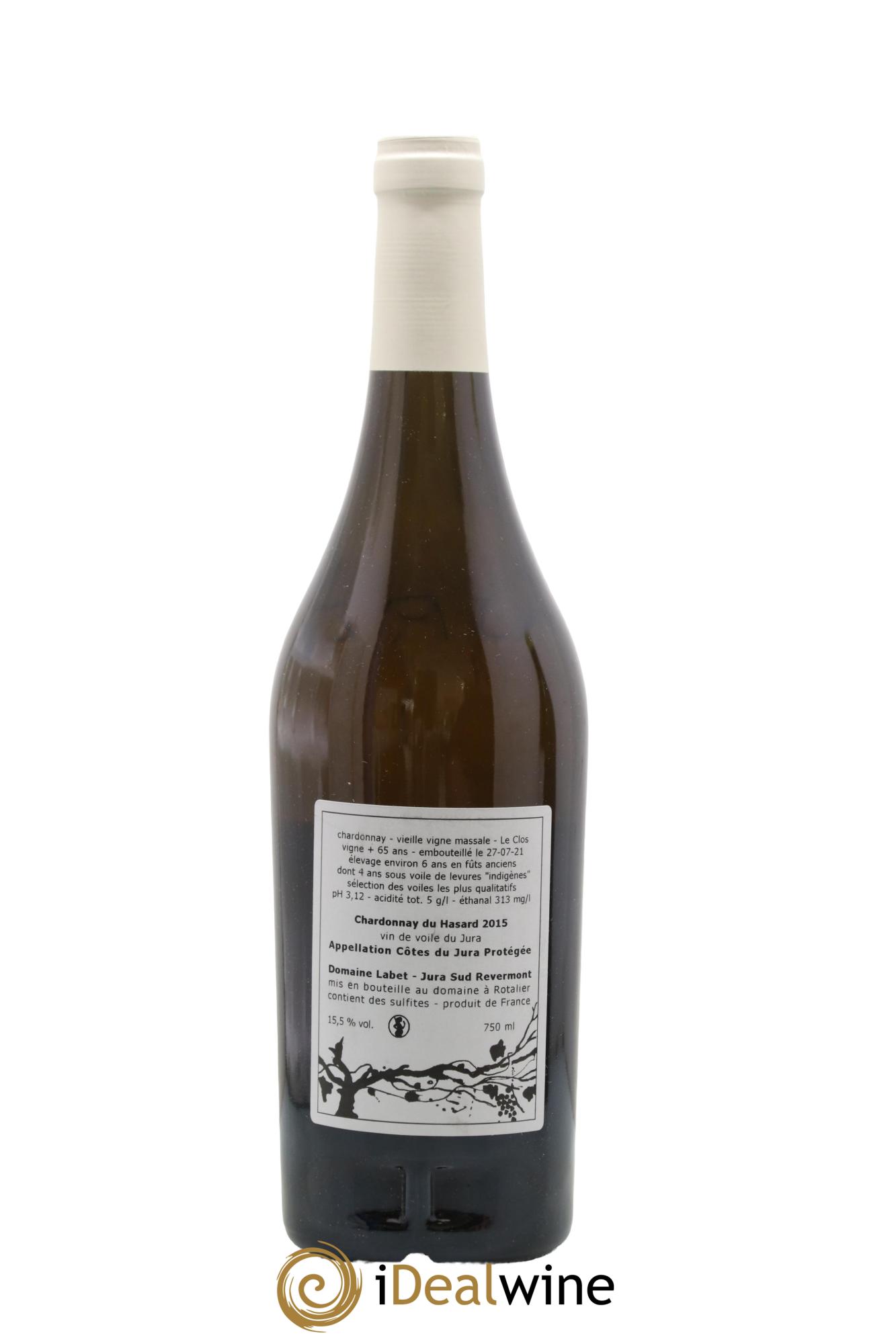 Côtes du Jura Vin de voile Chardonnay du Hasard Romain - Julien - Charline Labet 2015 - Lot de 1 bouteille - 1